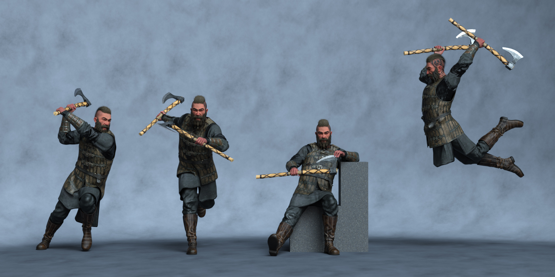 Ivar's Battle Hierarchical Poses for Ivar 9 by: Ensary, 3D Models by Daz 3D