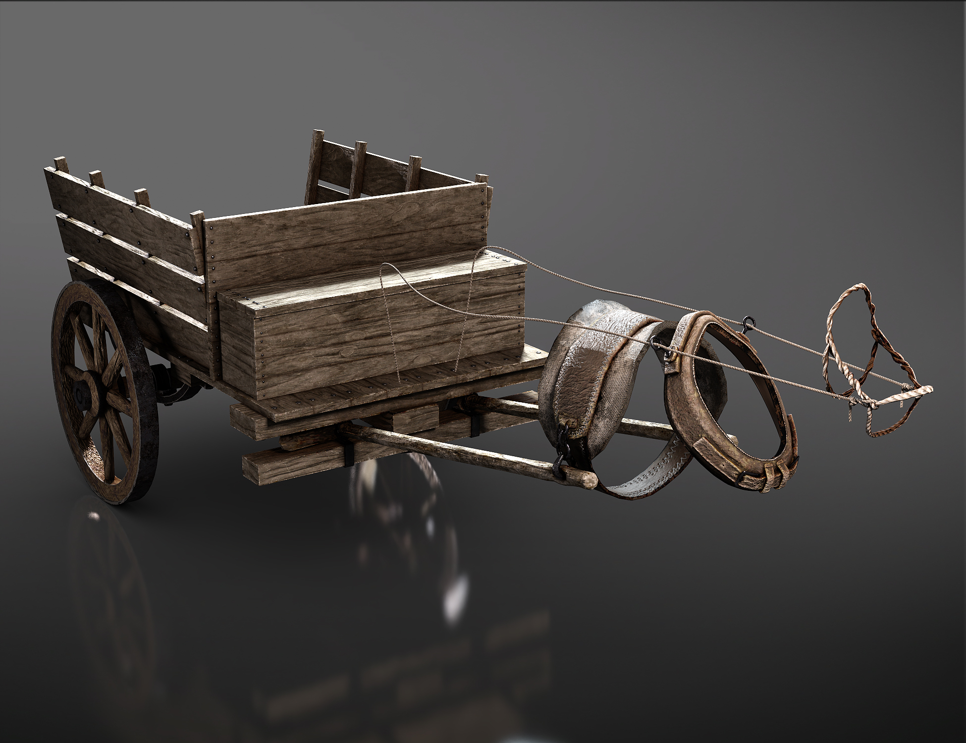Rustic Cart and Yoke for Daz Horse 3