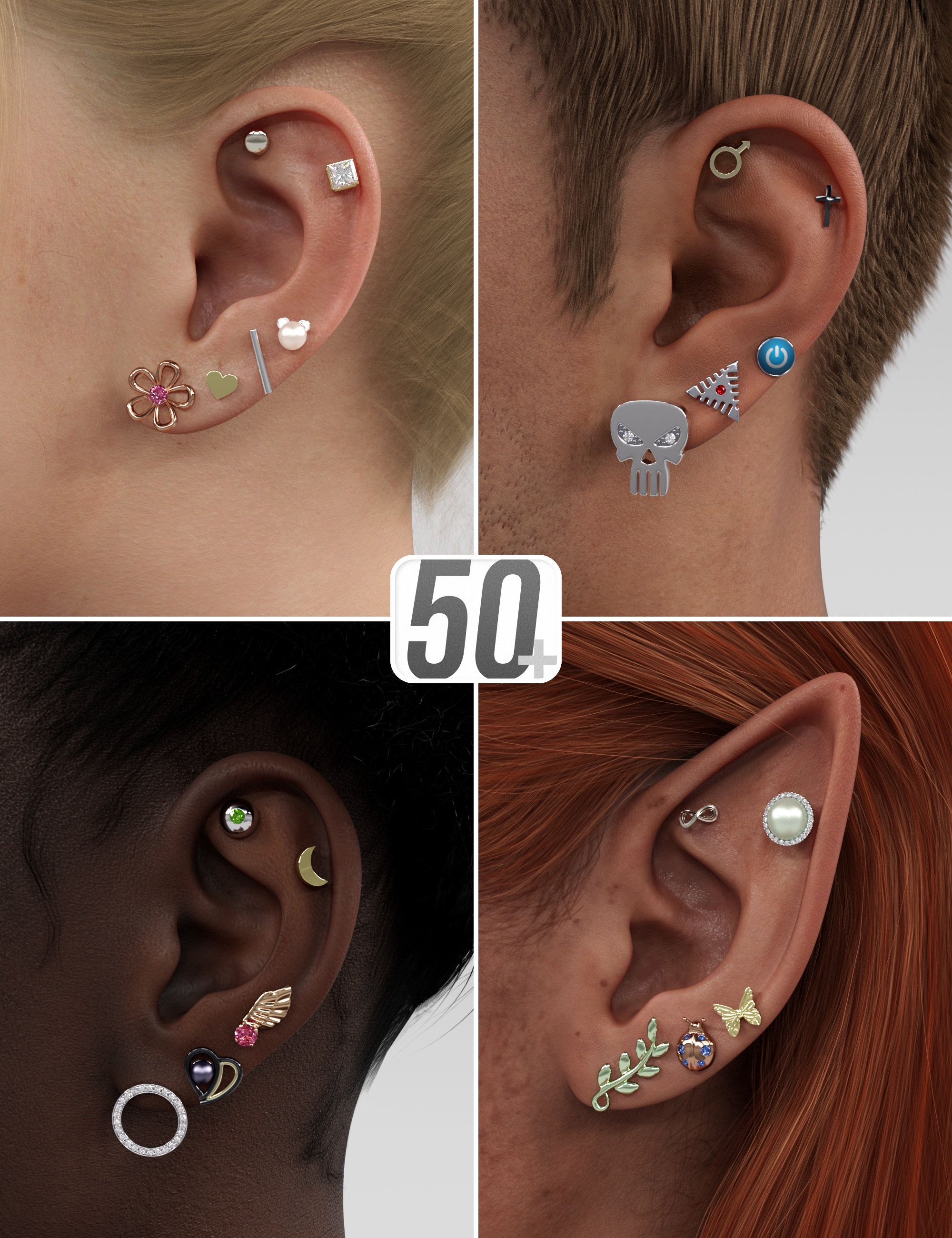 Buy Chain Linked Earrings Flower Studs for Multiple Piercings, Cartilage  and Helix Piercings. in Gold, Silver or Rose Gold. Chain Earrings. Online  in India - Etsy