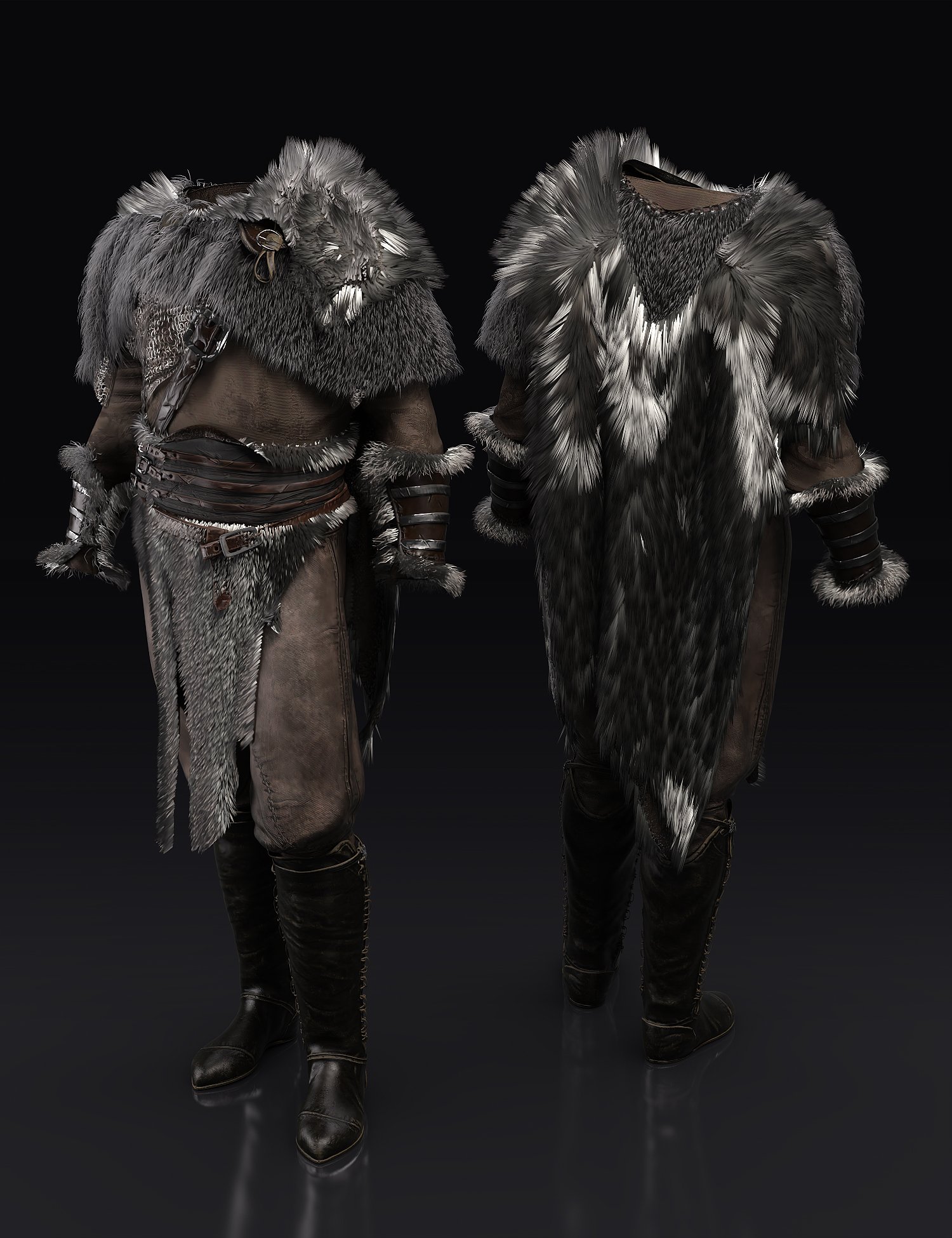 dForce Wolfskin Viking Outfit for Genesis 9 by: Barbara BrundonUmblefugly, 3D Models by Daz 3D