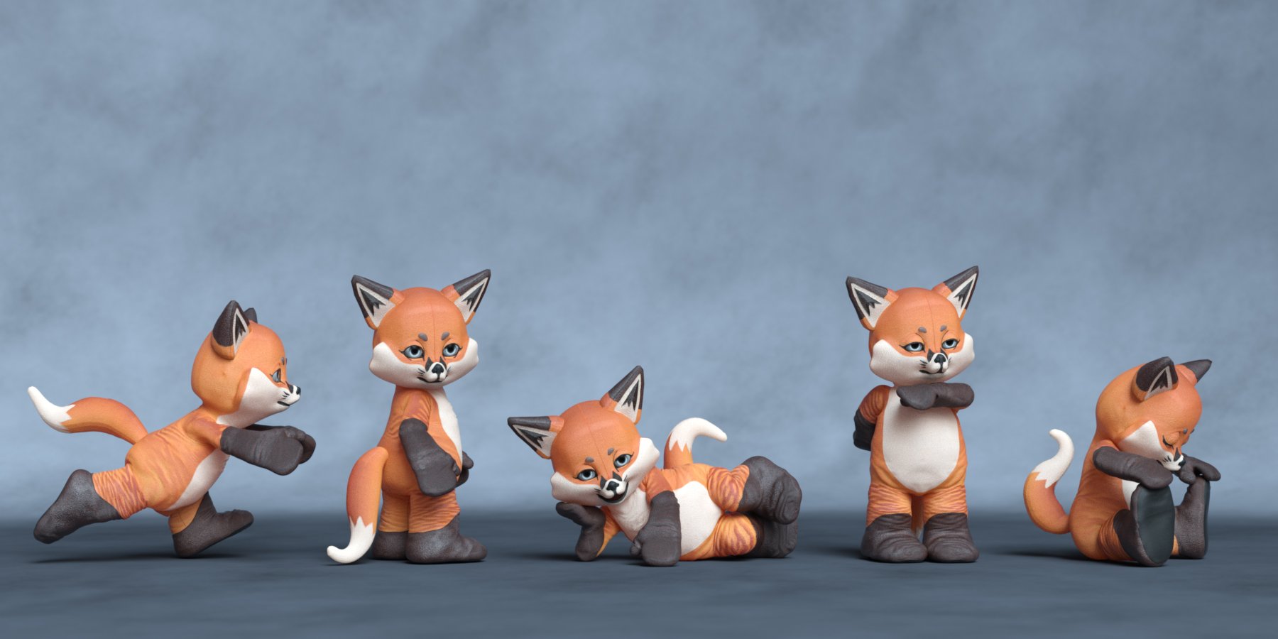 Red Fox Hierarchical Poses for FPE Plushies Foxxy | Daz 3D