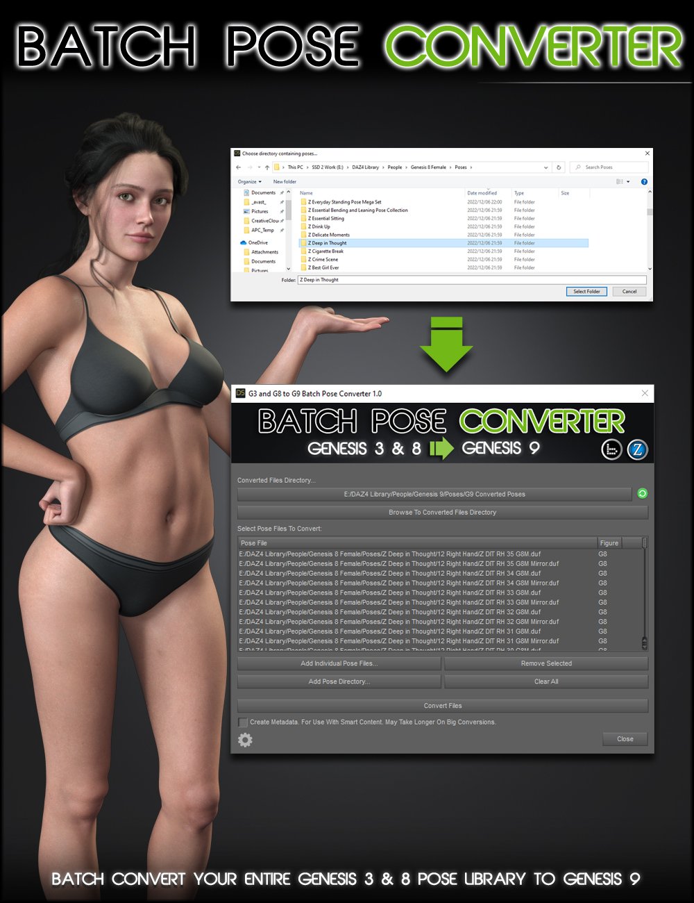 Genesis 3 and 8 to 9 Batch Pose Converter