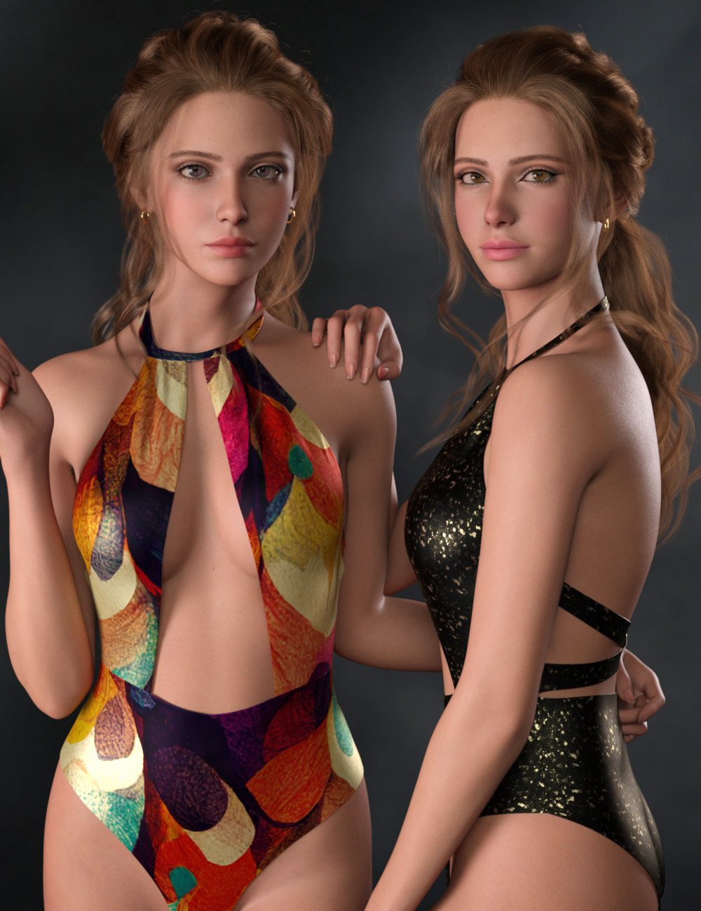 CHB Elegant Bodysuit and Earrings Texture Add-on by: Cherubit, 3D Models by Daz 3D