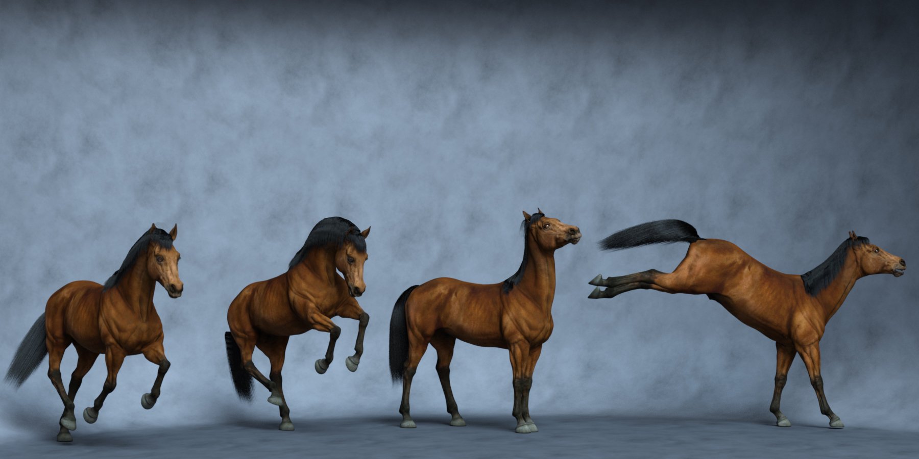 Free Spirit Poses for Daz Horse 3 | Daz 3D