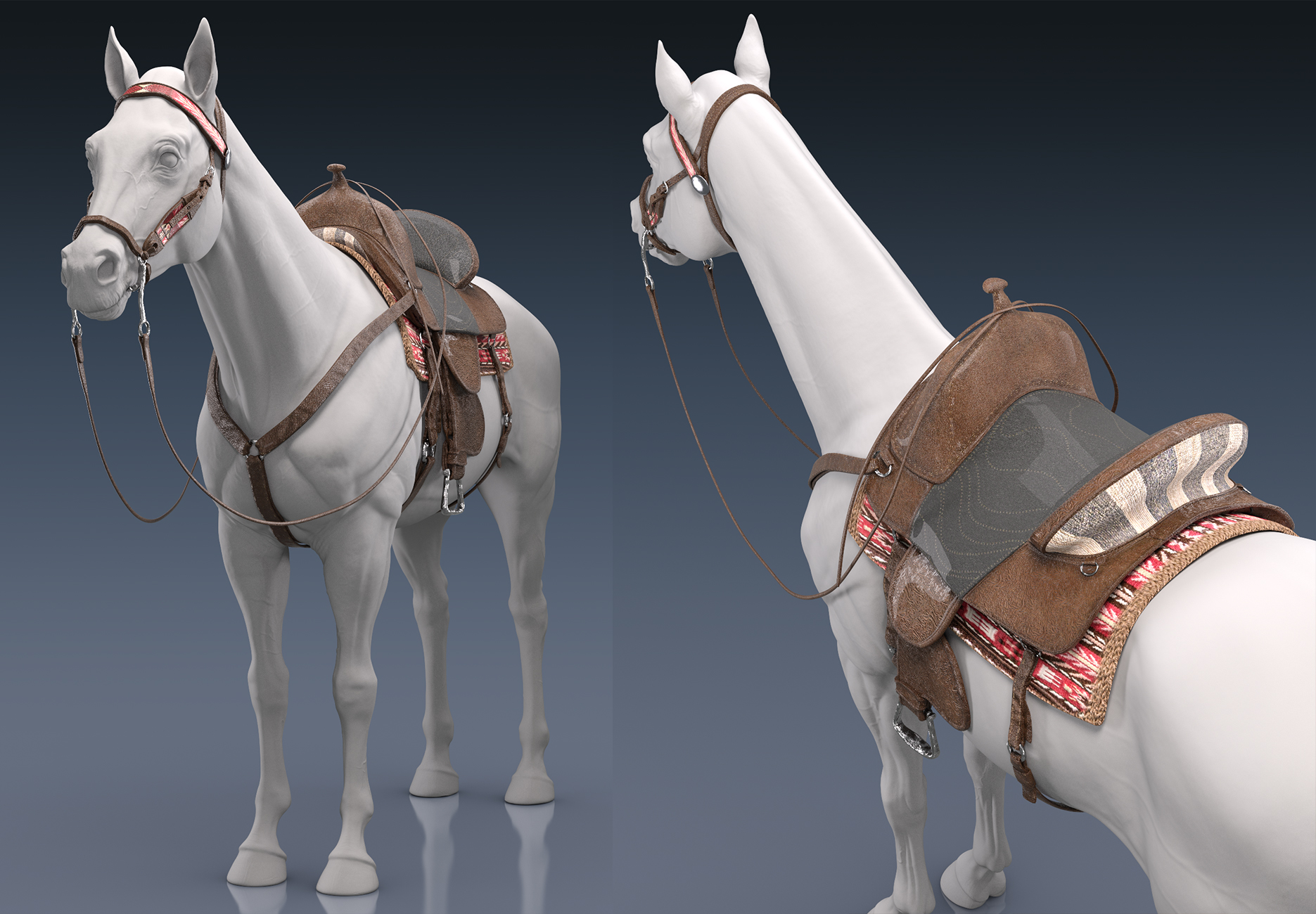 Western Horse Tack for Daz Horse 3 by: Sixus1 Media, 3D Models by Daz 3D