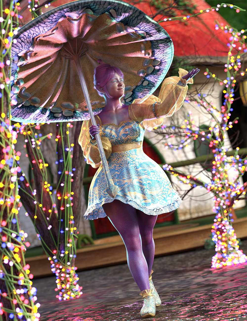 Under the Umbrella Hierarchical Poses for Liloo by: Ensary, 3D Models by Daz 3D