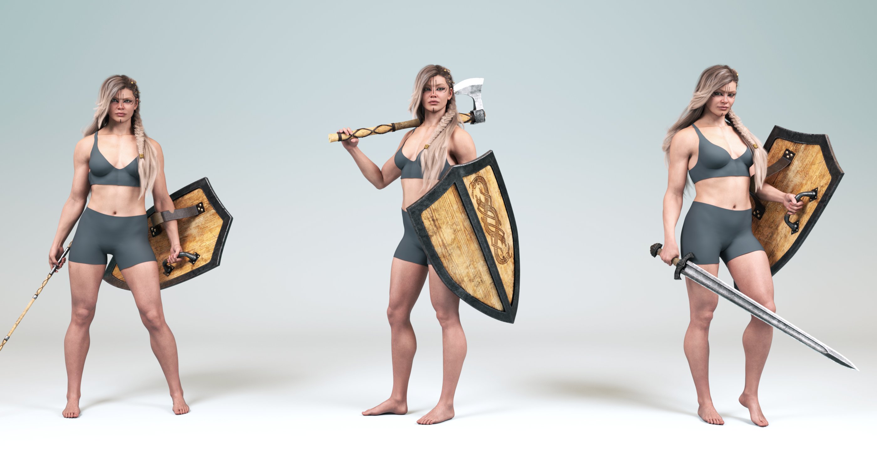 Ancient Warriors Poses and Expressions for Genesis 9 Feminine by: 3D Sugar, 3D Models by Daz 3D