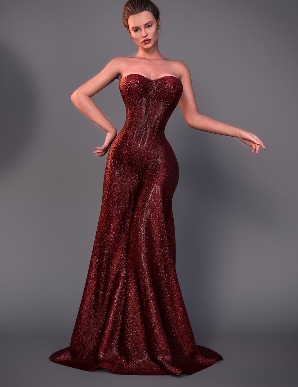 dForce Mermaid Dress Outfit for Genesis 9 by: fefecoolyellow, 3D Models by Daz 3D
