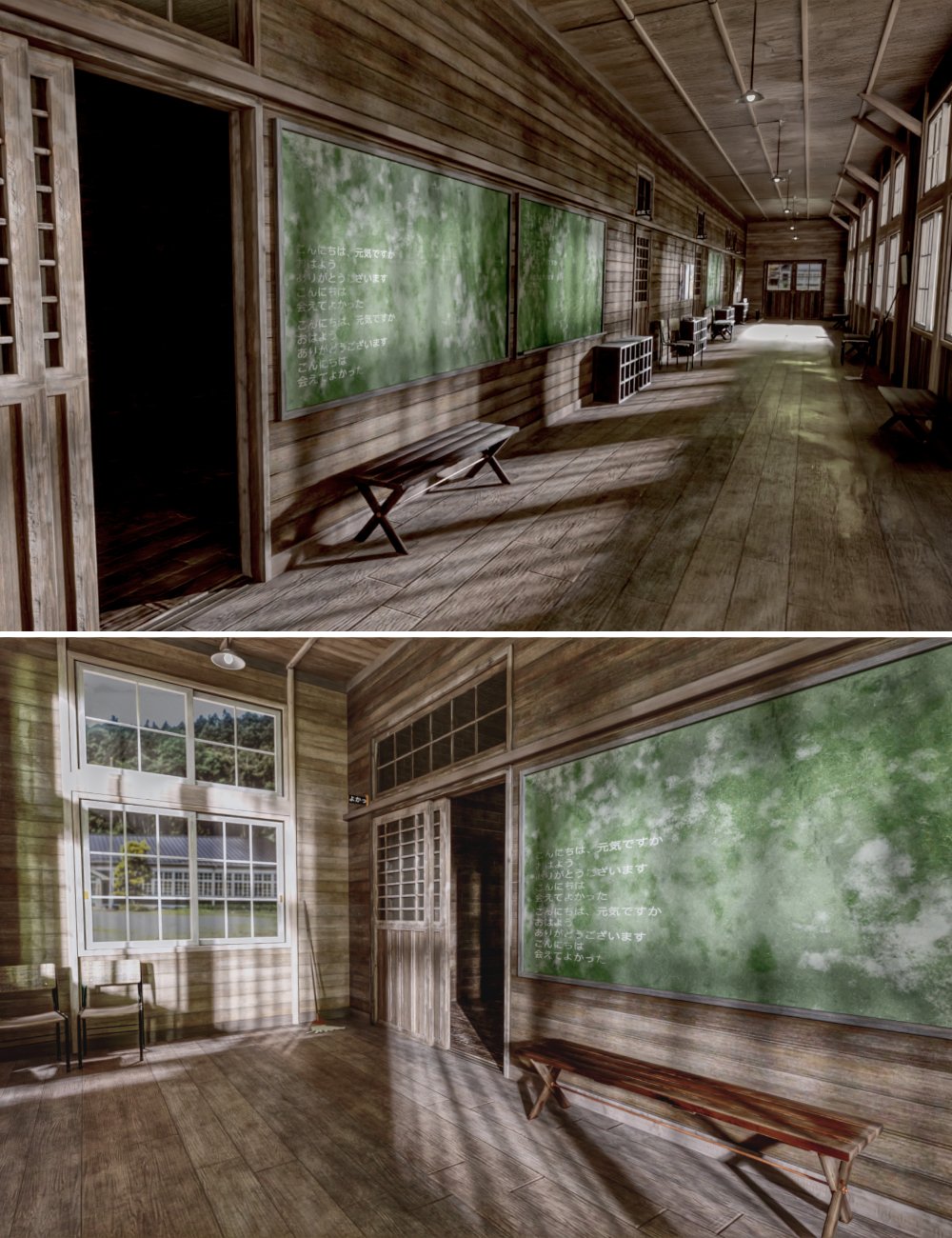 Japanese Classroom Corridor by: Tesla3dCorp, 3D Models by Daz 3D
