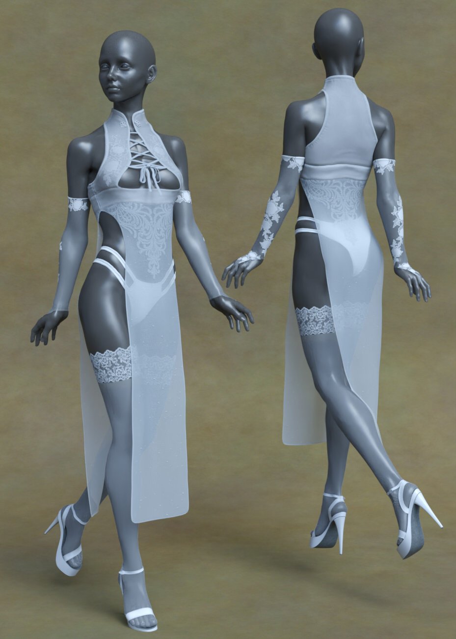 dForce Naomi Cheongsam Outfit for Genesis 9, 8, and 8.1 Females by: Beautyworks, 3D Models by Daz 3D