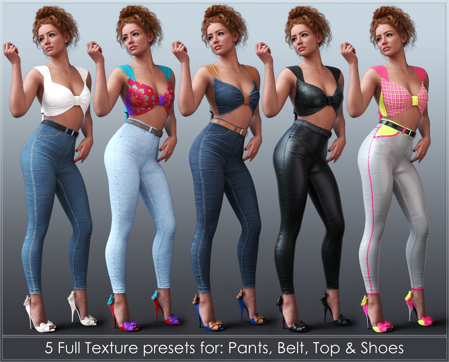 Bow Peeptoes Outfit for Genesis 9 by: Nikisatez, 3D Models by Daz 3D
