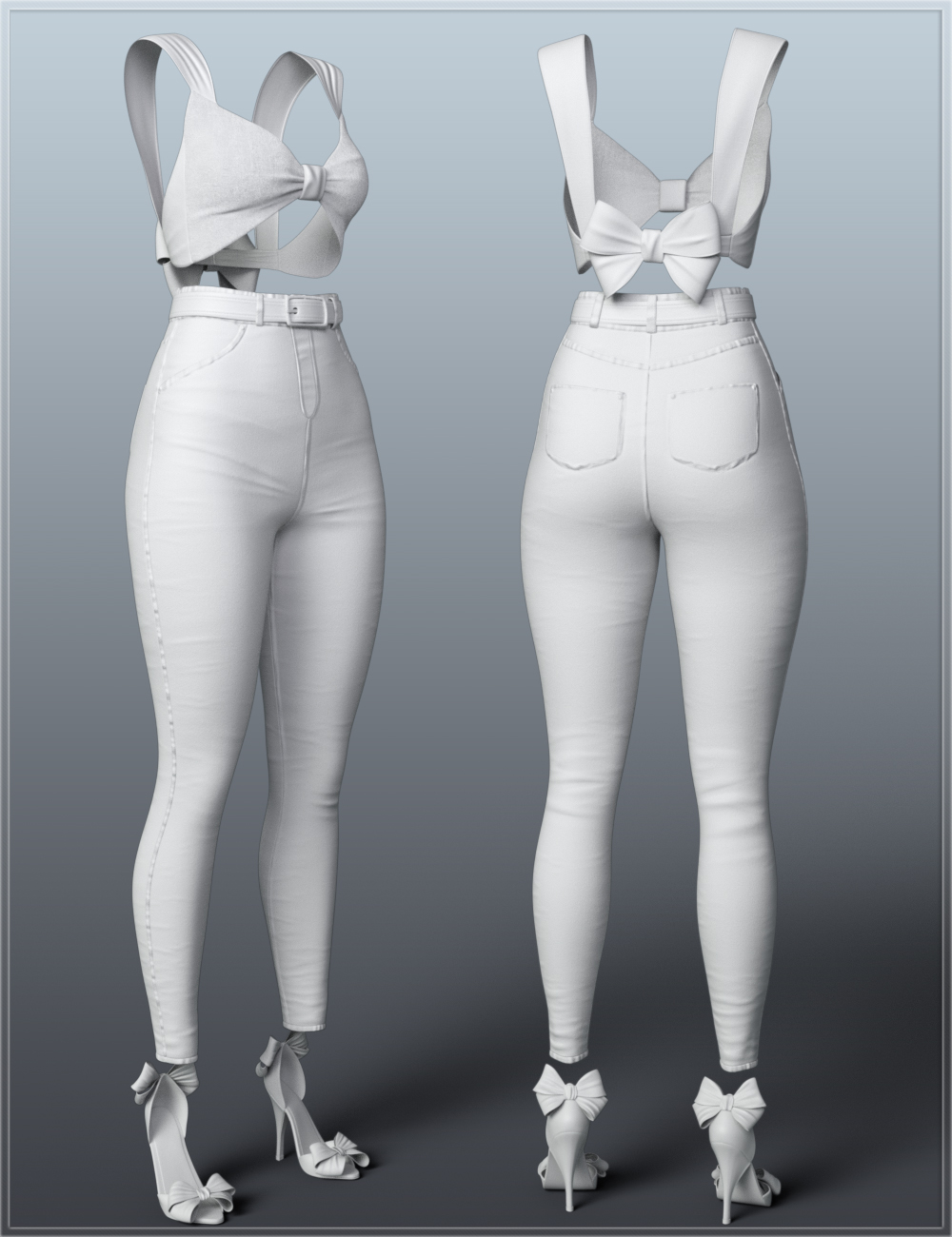 Bow Peeptoes Outfit for Genesis 9 by: Nikisatez, 3D Models by Daz 3D