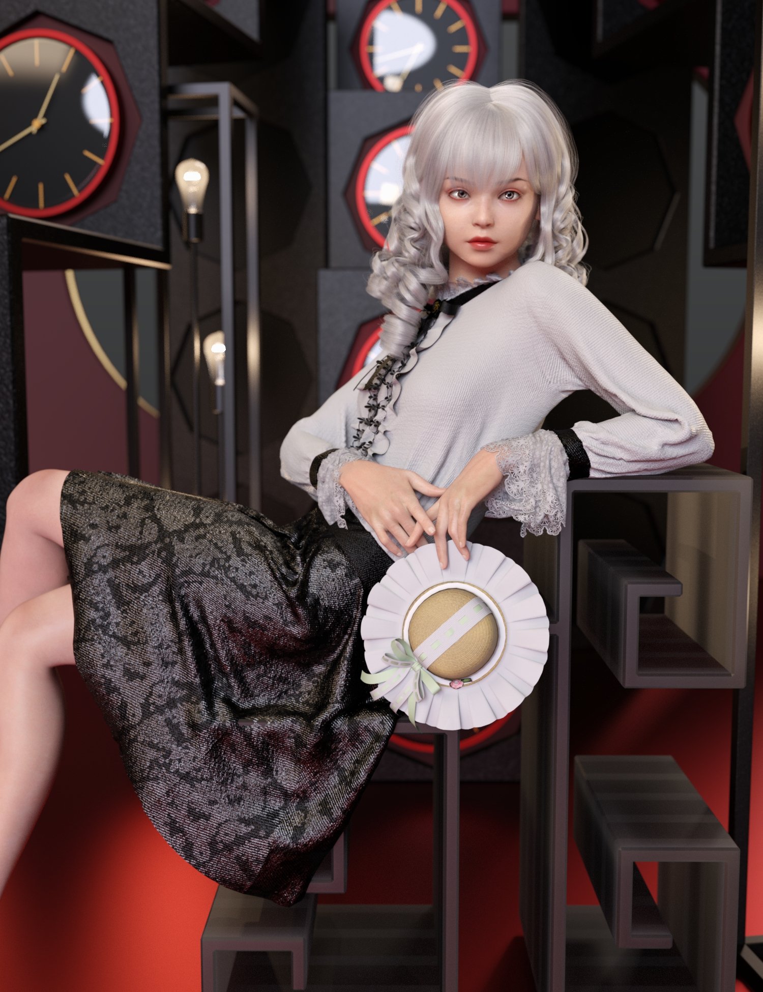 dForce Kon Pretty Outfit for Genesis 9 by: Ergou, 3D Models by Daz 3D