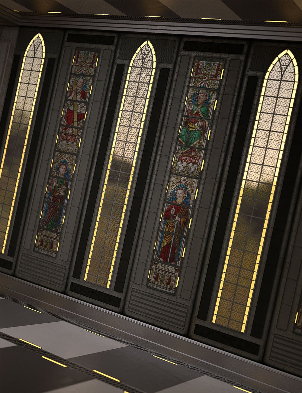 Medieval Sci-Fi Iray Wall Panel Shaders Vol 2 by: ForbiddenWhispers, 3D Models by Daz 3D