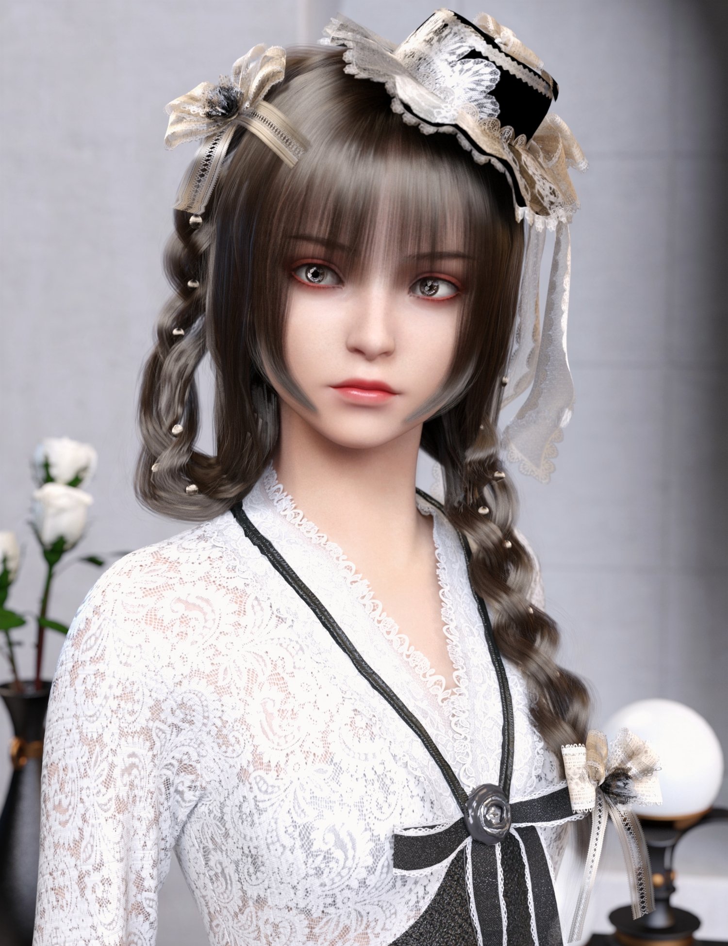 Zou Character, Hair, and Outfit Bundle for Genesis 9 by: Ergou, 3D Models by Daz 3D