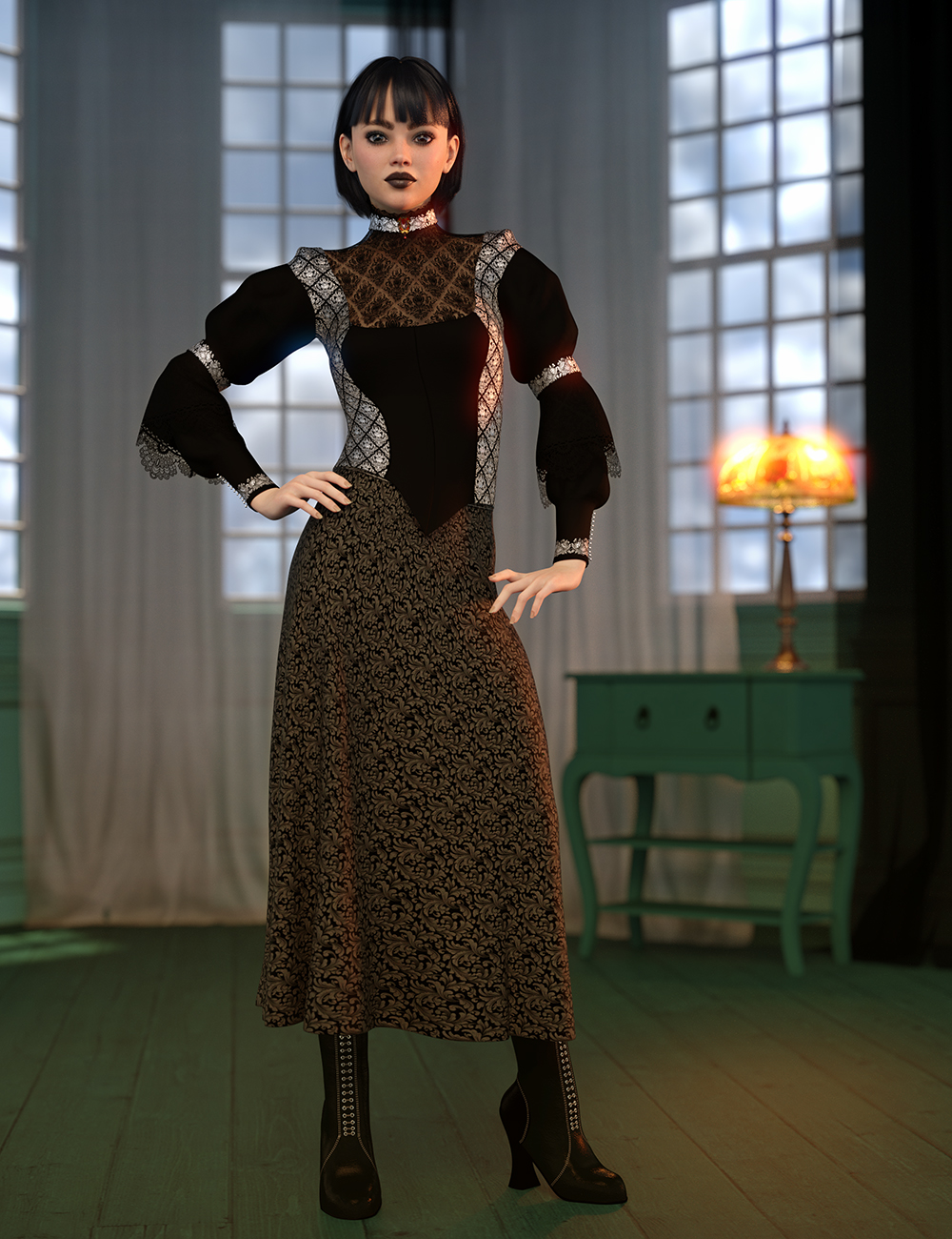 dForce Millicent Outfit for Genesis 9 by: Amaranth, 3D Models by Daz 3D