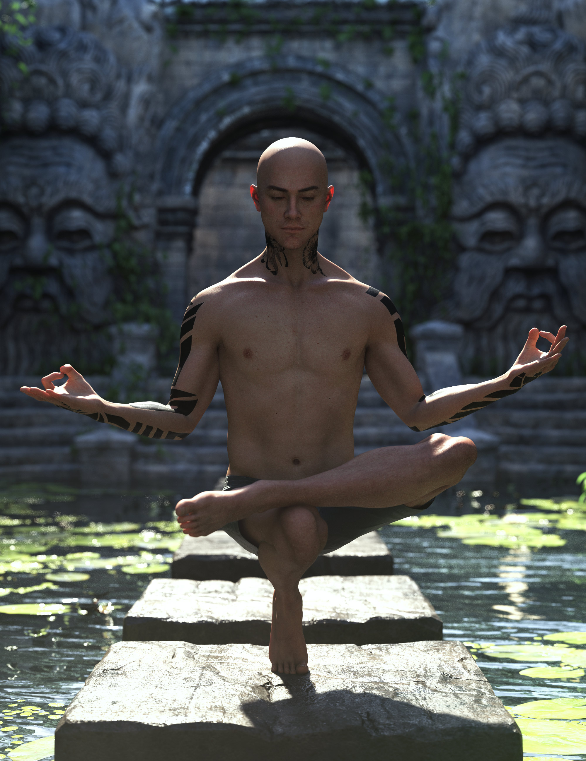 Serenity Yoga Poses for Genesis 9 Masculine by: 3D Sugar, 3D Models by Daz 3D