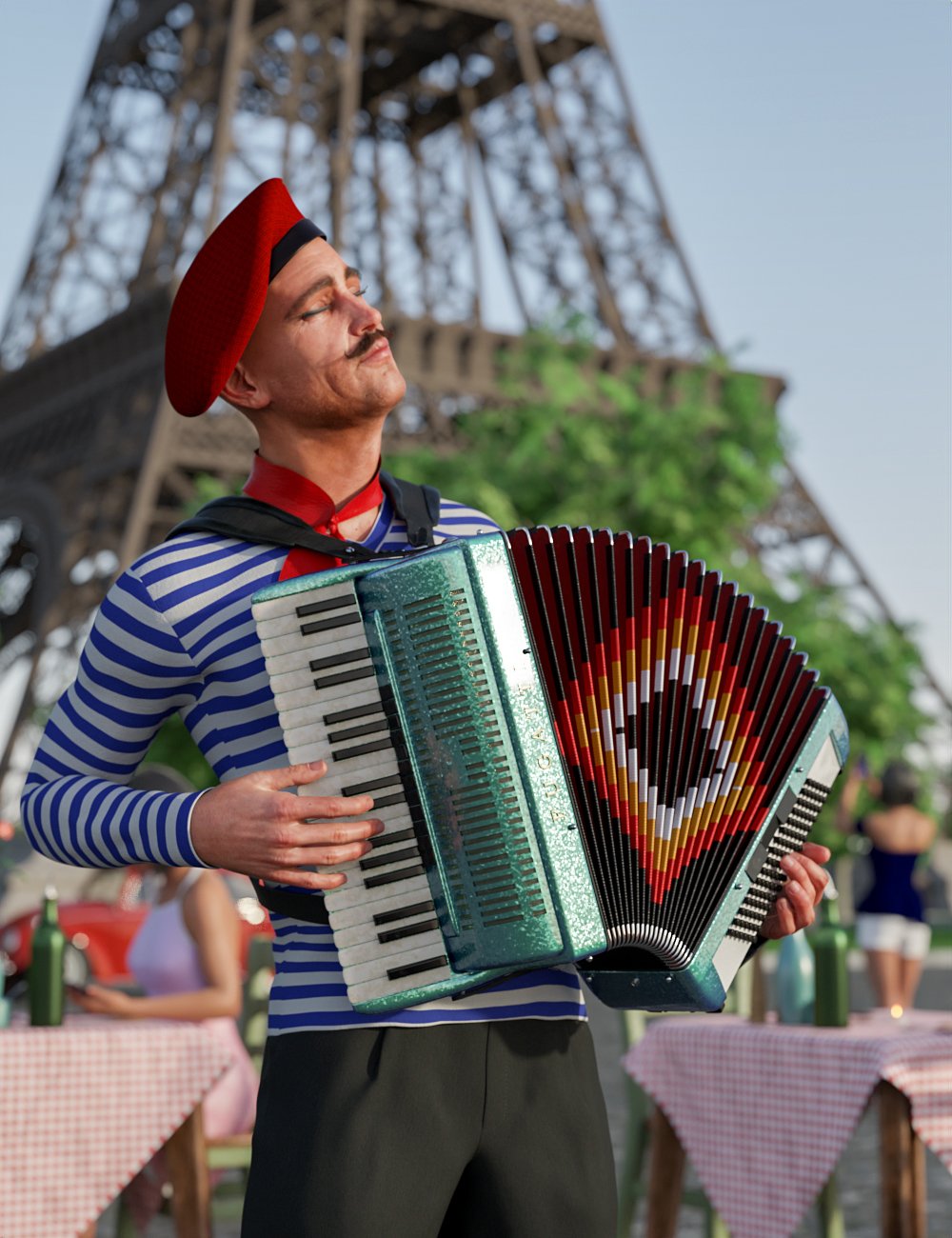 Accordion and Poses for Genesis 9, 8, and 3 by: Protozoon, 3D Models by Daz 3D