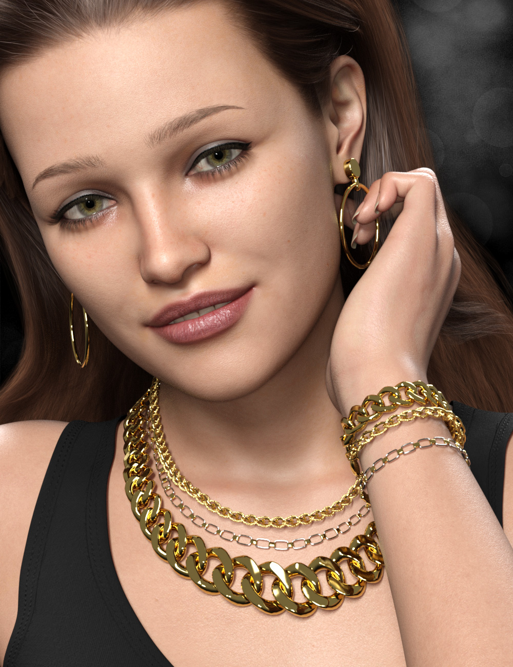 Chain Jewelry for Genesis 9 by: esha, 3D Models by Daz 3D