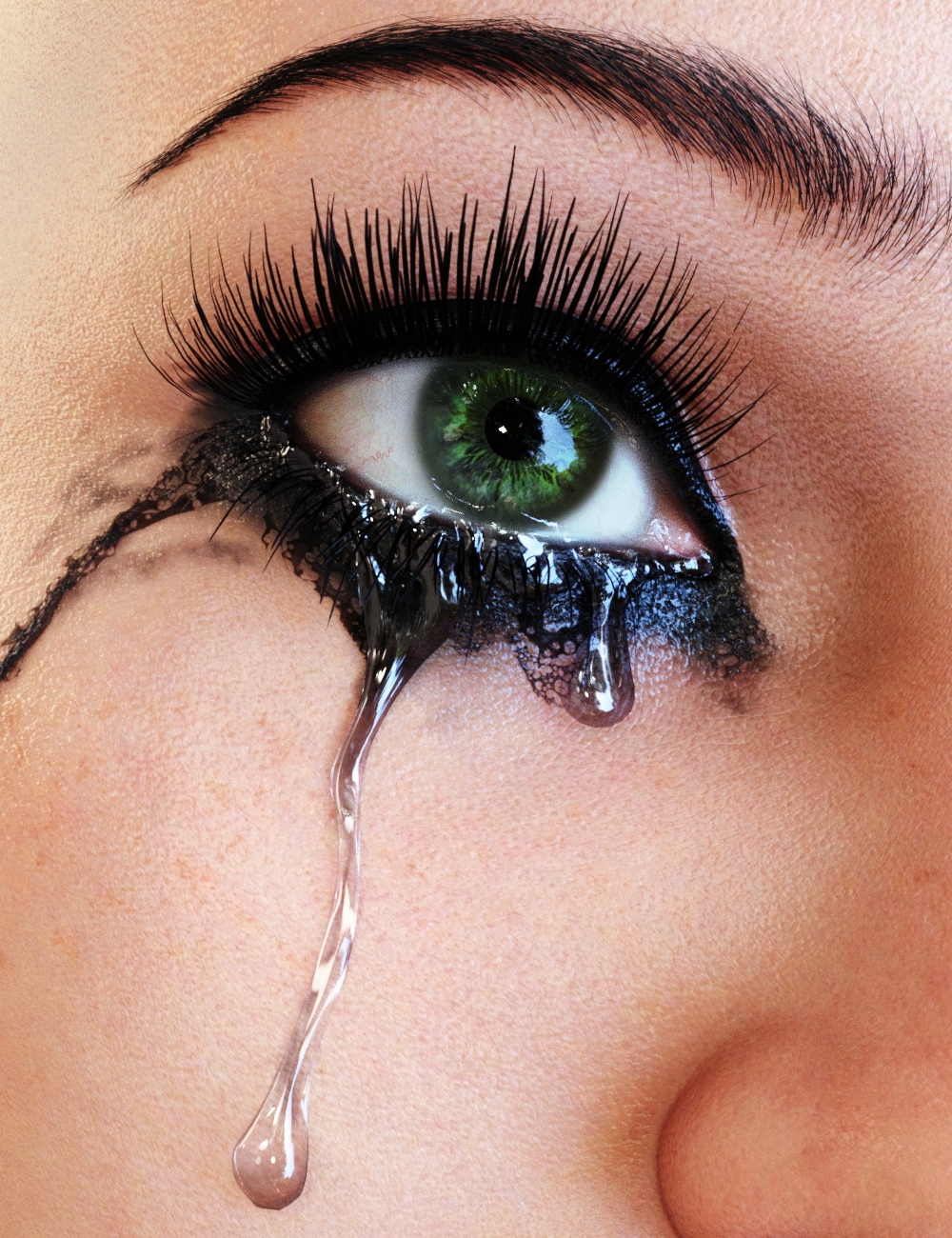 Tears With Mascara for Genesis 9 by: AlFan, 3D Models by Daz 3D