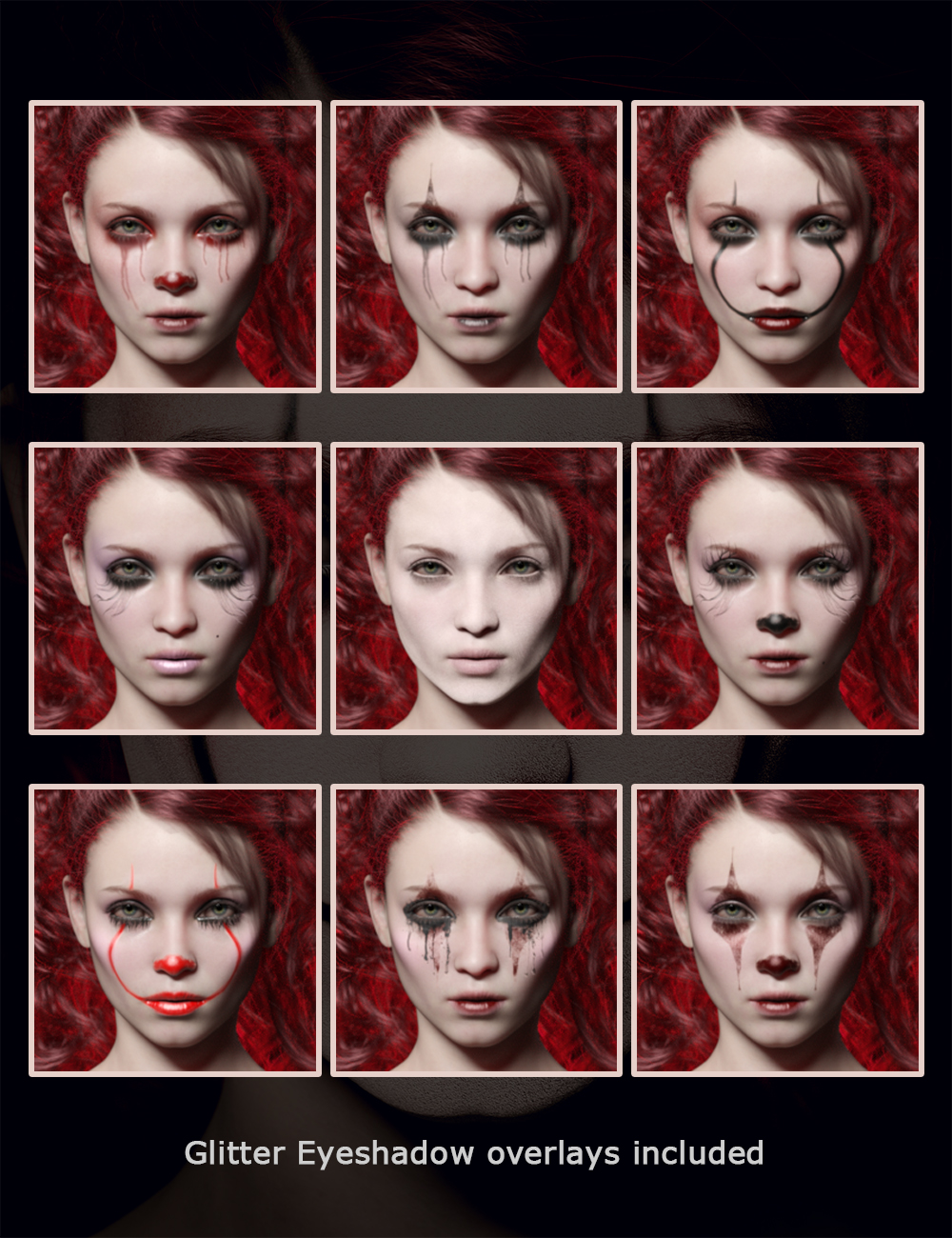 CB Etta HD Dark Circus Makeup Geoshell | Daz 3D