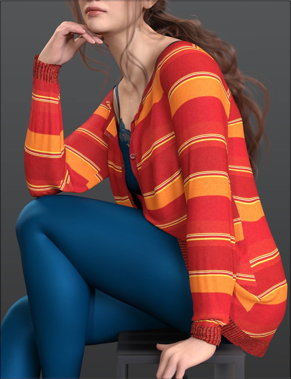 VYK Separates - dForce Button Down Sweater for Genesis 9 by: vyktohria, 3D Models by Daz 3D