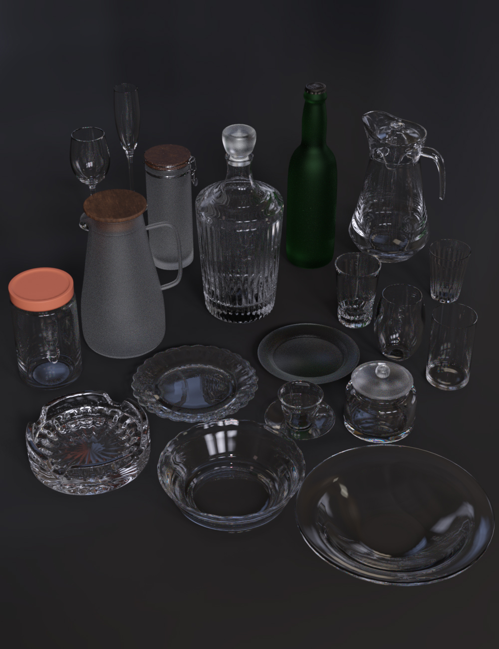 BW Bar Glassware Set by: Beautyworks, 3D Models by Daz 3D
