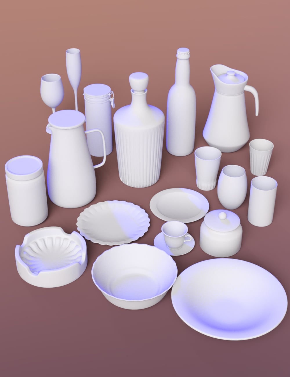 Bw Bar Glassware Set Daz 3d