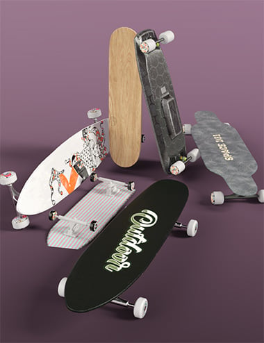 BW Cool Skateboards Set | Daz 3D