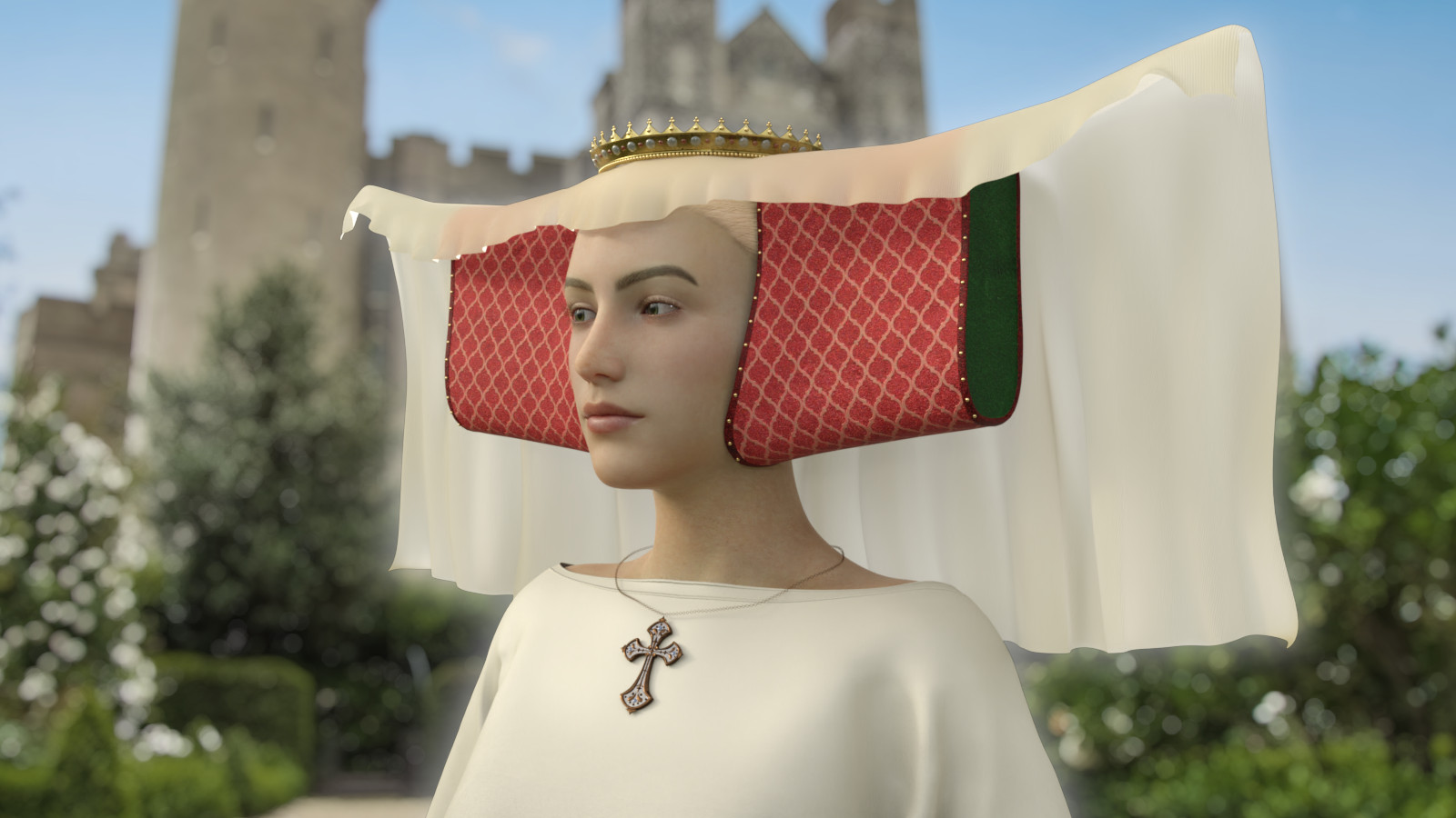 Lancastrian Headdress for Genesis 9 and 8 by: Fantasyart3D, 3D Models by Daz 3D