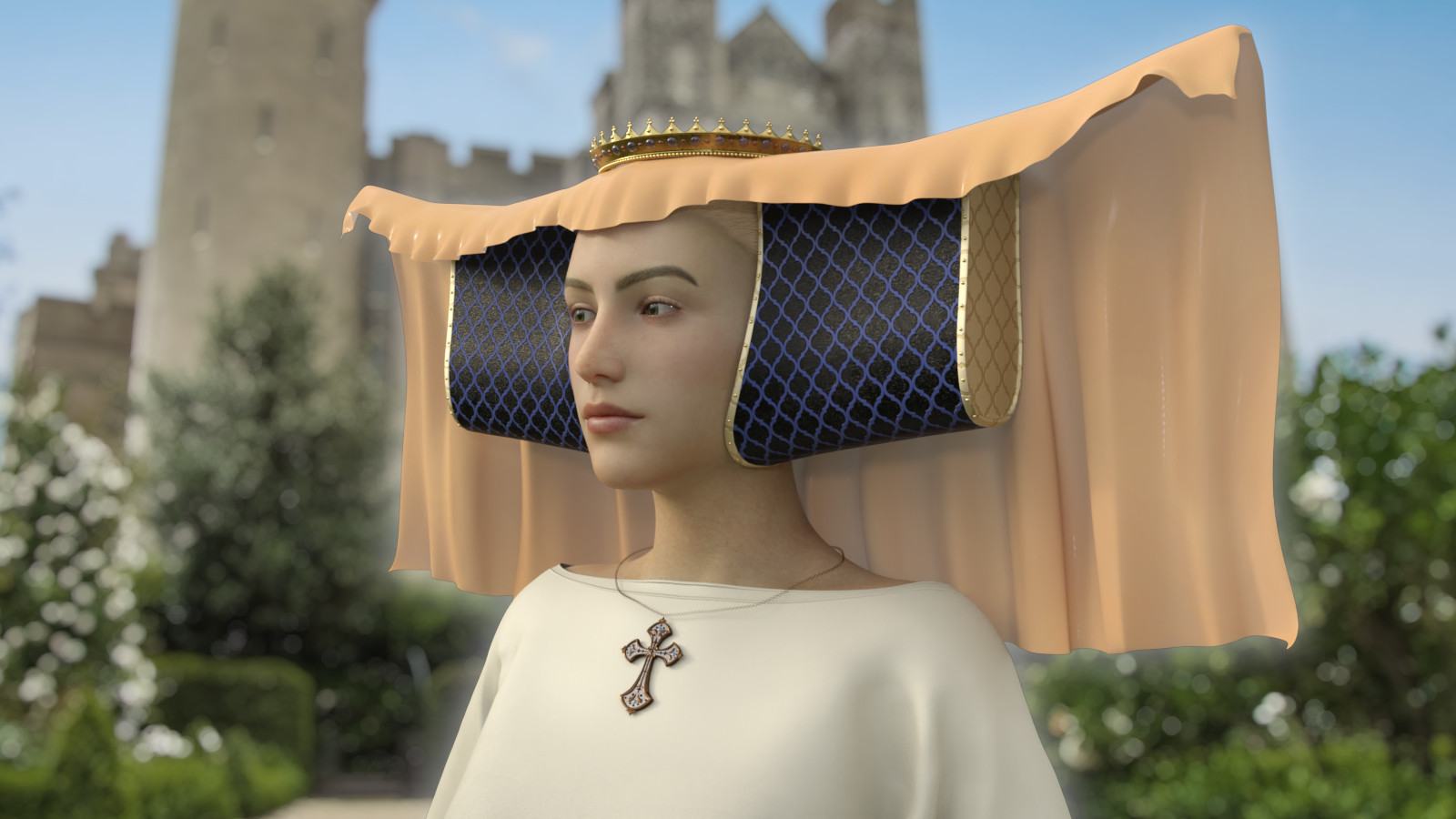 Lancastrian Headdress for Genesis 9 and 8 by: Fantasyart3D, 3D Models by Daz 3D