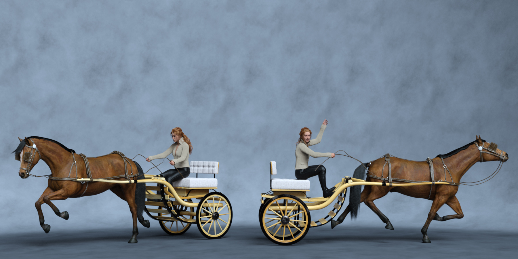 Road Buggy Walk Poses for Genesis 9, Daz Horse 3, and Road Buggy by: Ensary, 3D Models by Daz 3D