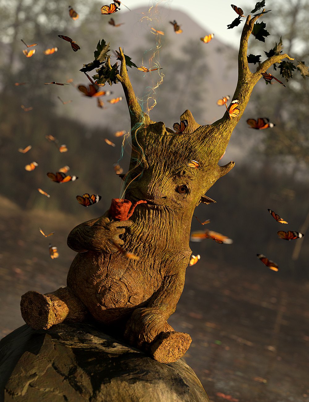 Forest Spirits Tree and Mushroom for Genesis 9 by: JoeQuick, 3D Models by Daz 3D