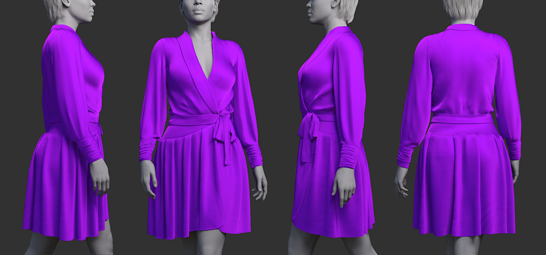 dForce Wrap Mini Dress for Genesis 9 by: Toyen, 3D Models by Daz 3D