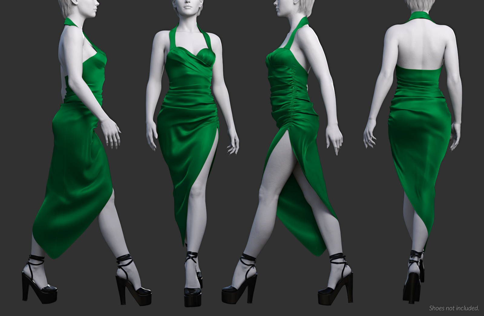 dForce Halterneck Midi Dress for Genesis 9 by: Toyen, 3D Models by Daz 3D