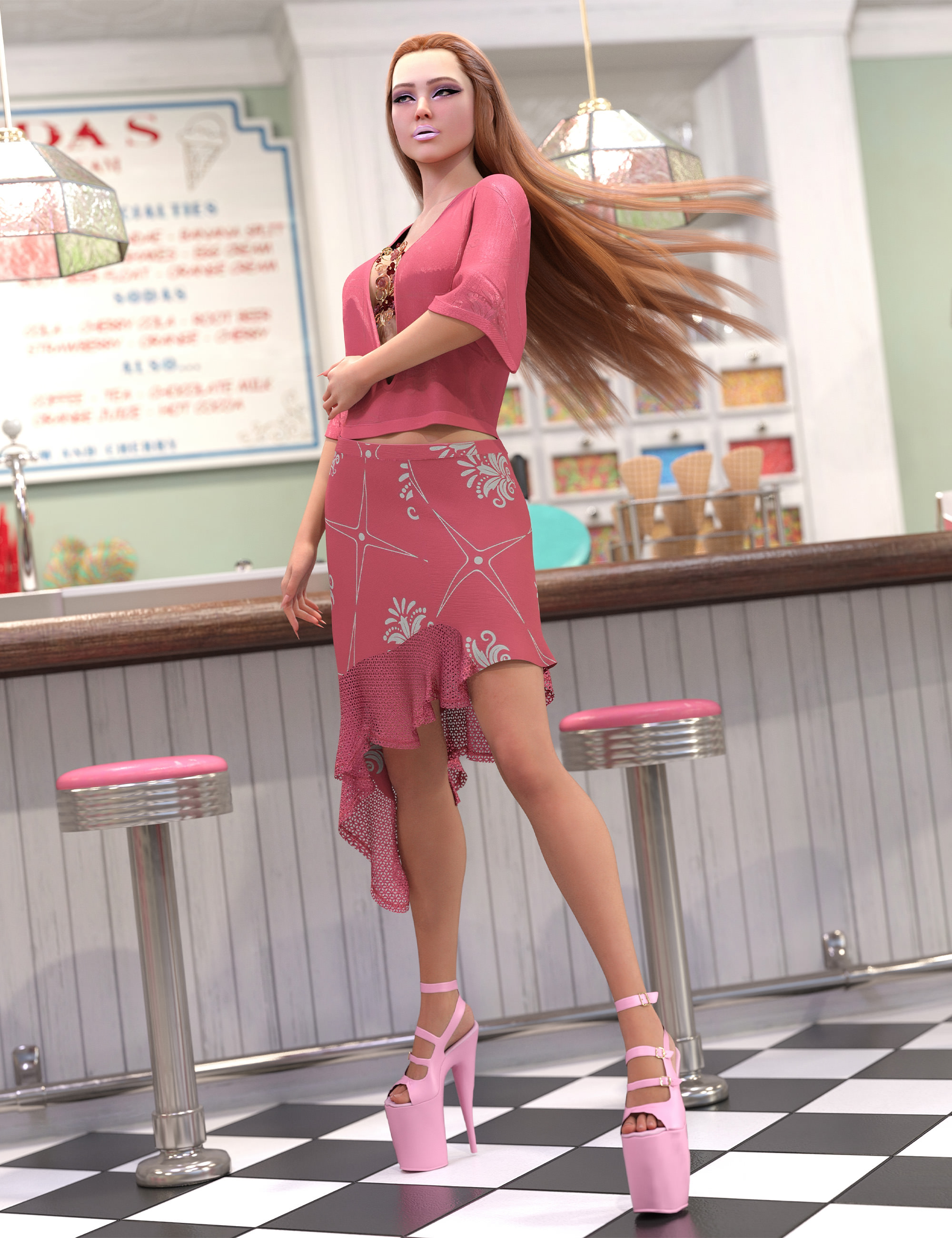 dForce Sofia Outfit for Genesis 9 by: Nelmi, 3D Models by Daz 3D