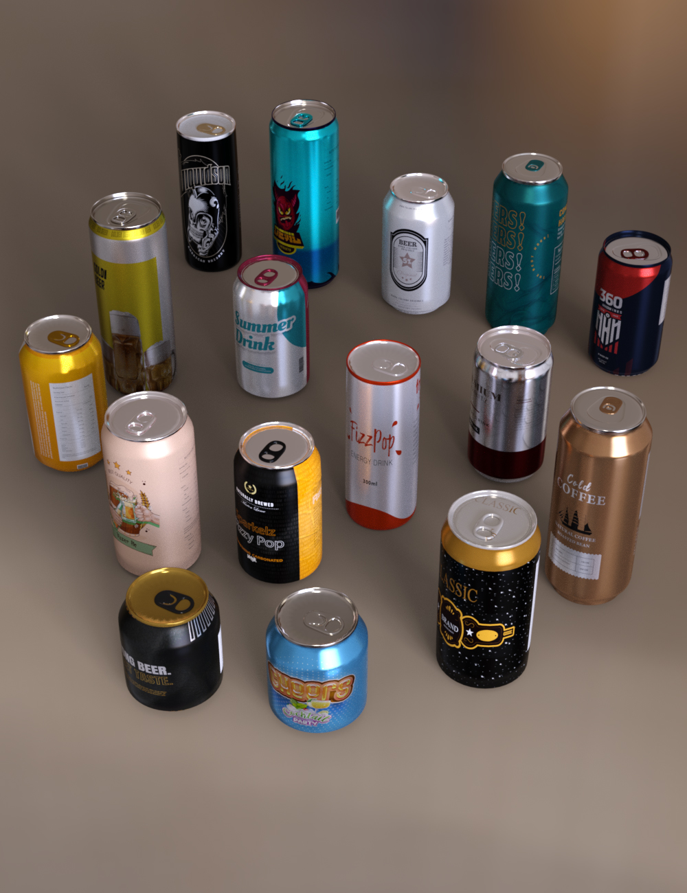 BW Canned Drinks Set by: Beautyworks, 3D Models by Daz 3D