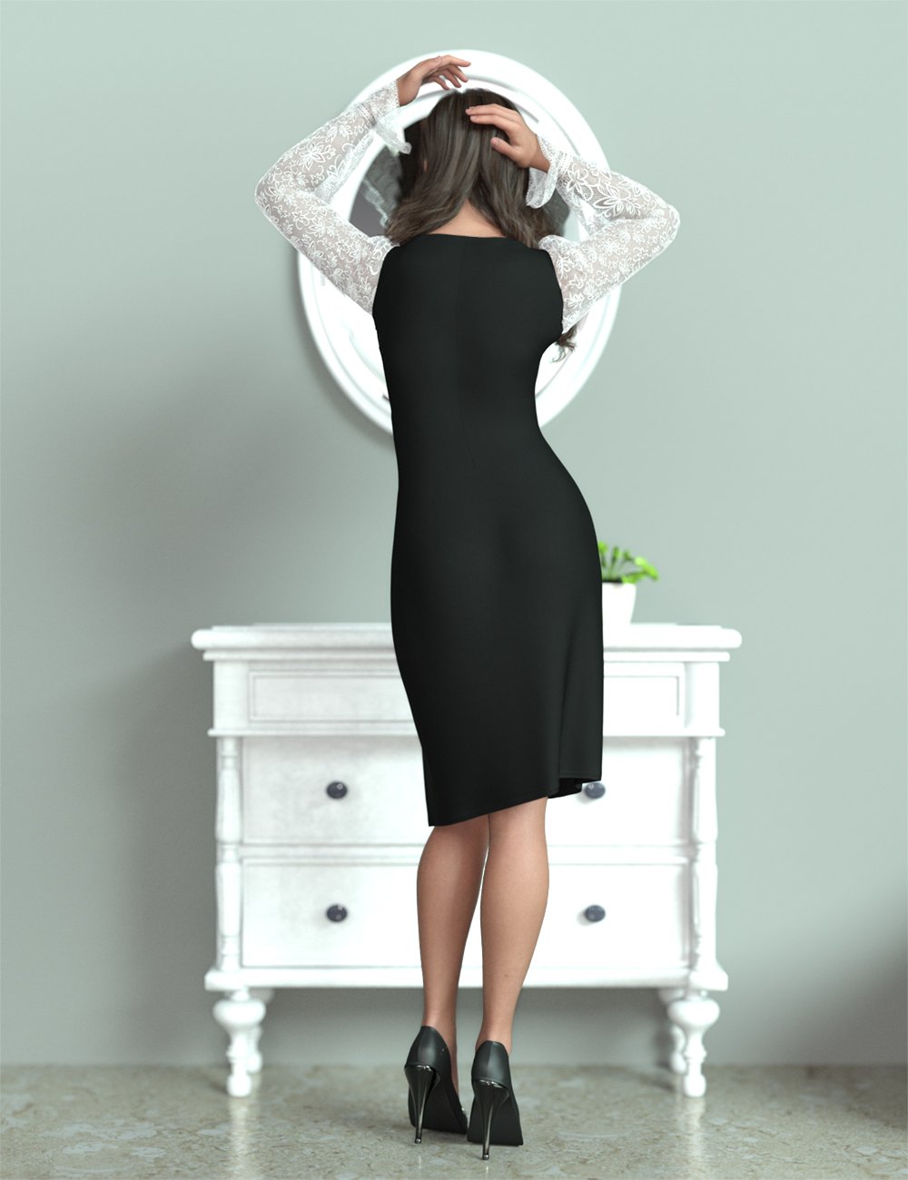 dForce MK Sweet Slit Dress for Genesis 9 by: wsmonkeyking, 3D Models by Daz 3D