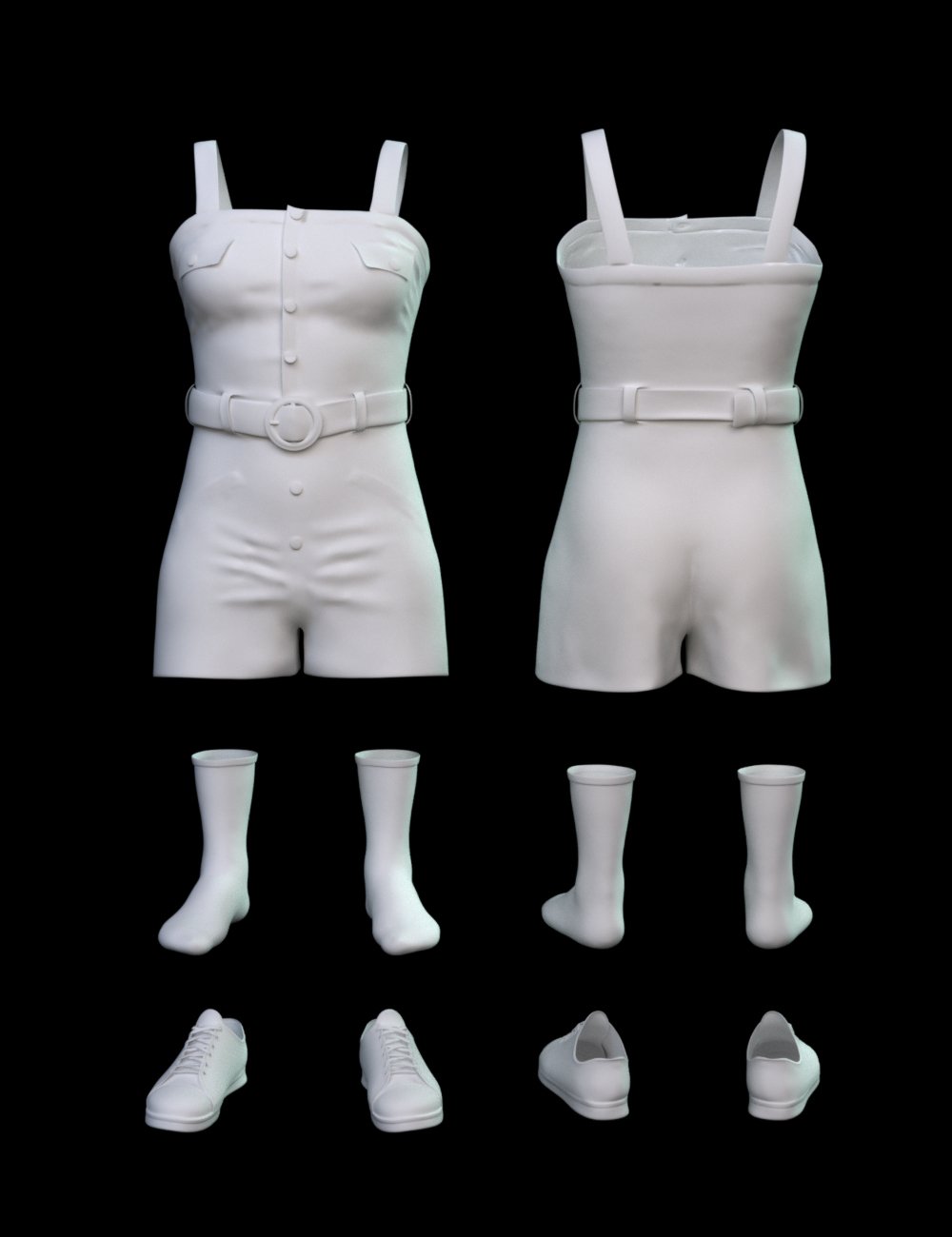 dForce MK Suspender Jumpsuit for Genesis 9 by: wsmonkeyking, 3D Models by Daz 3D