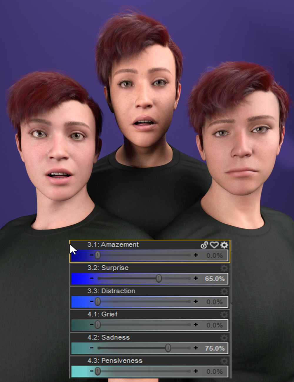 Emotion Wheel Expressions for Genesis 9 by: dobit, 3D Models by Daz 3D