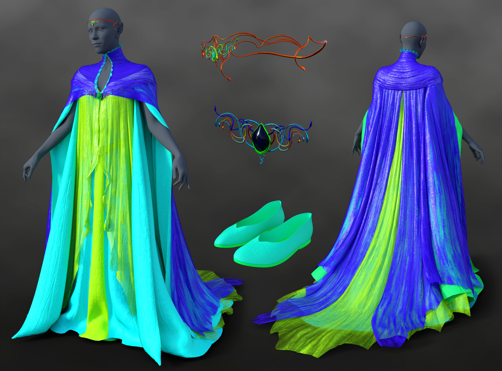 dForce Lady of Fate Outfit for Genesis 9 by: Arki, 3D Models by Daz 3D