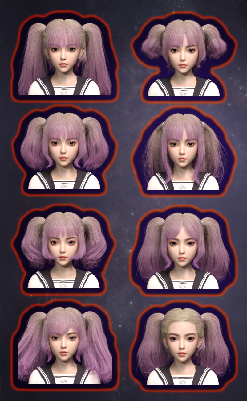 Hina Hair for Genesis 9 Hina Hair for Genesis 9 by: Crocodile Liu, 3D Models by Daz 3D