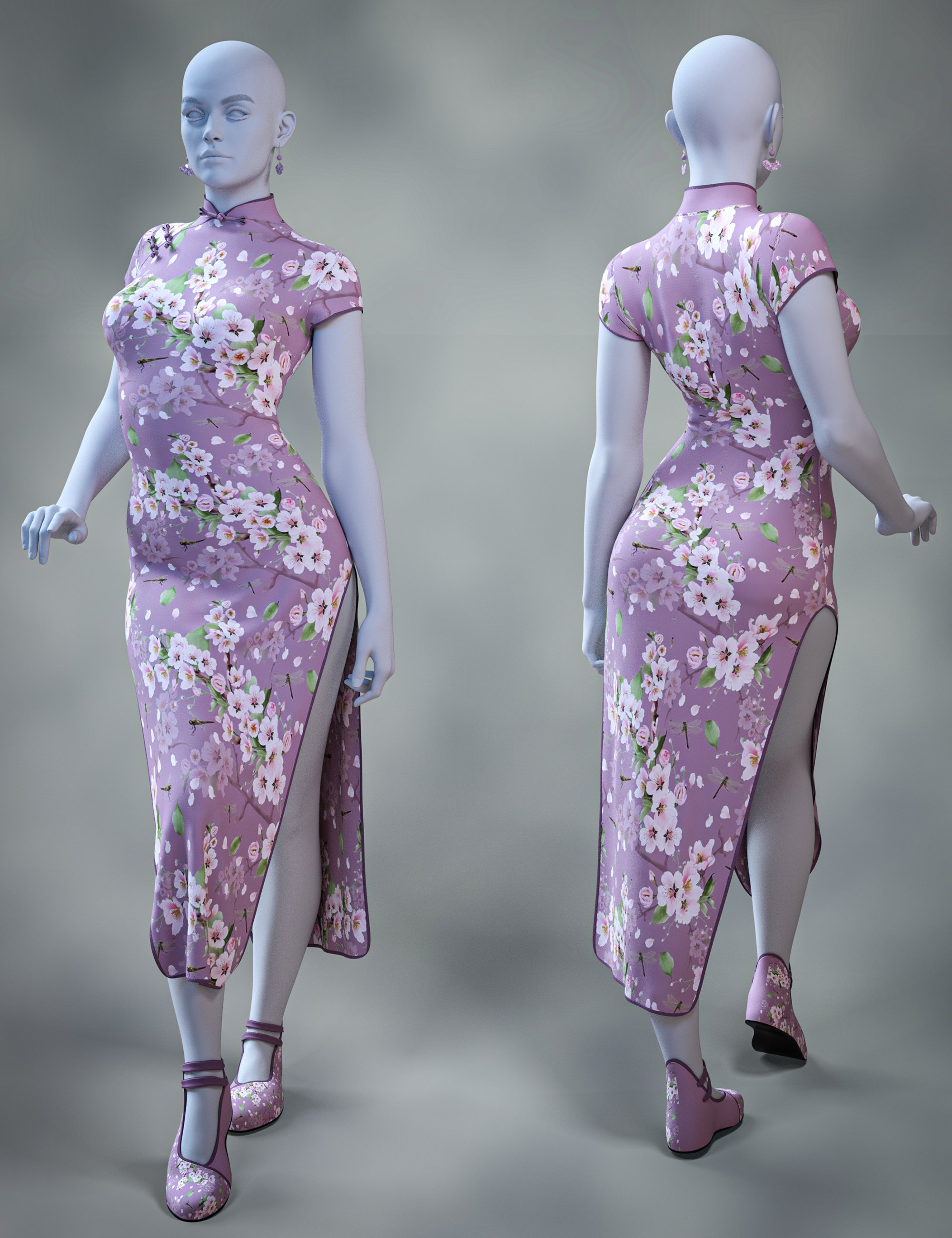 dForce Chinese Qipao Outfit Texture Add-On dForce Chinese Qipao Outfit Texture Add-On by: Aesthetic House, 3D Models by Daz 3D