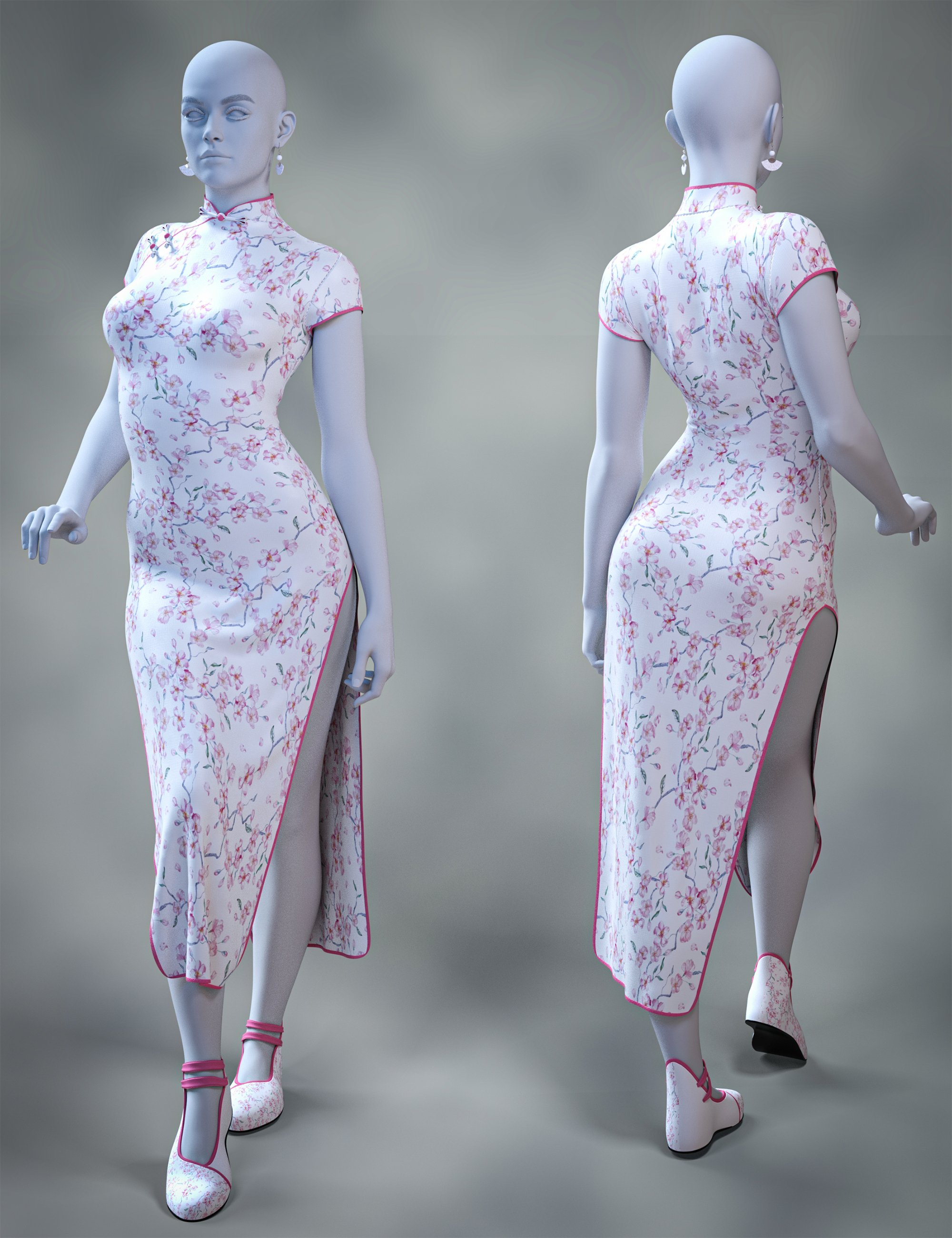 dForce Chinese Qipao Outfit Texture Add-On dForce Chinese Qipao Outfit Texture Add-On by: Aesthetic House, 3D Models by Daz 3D