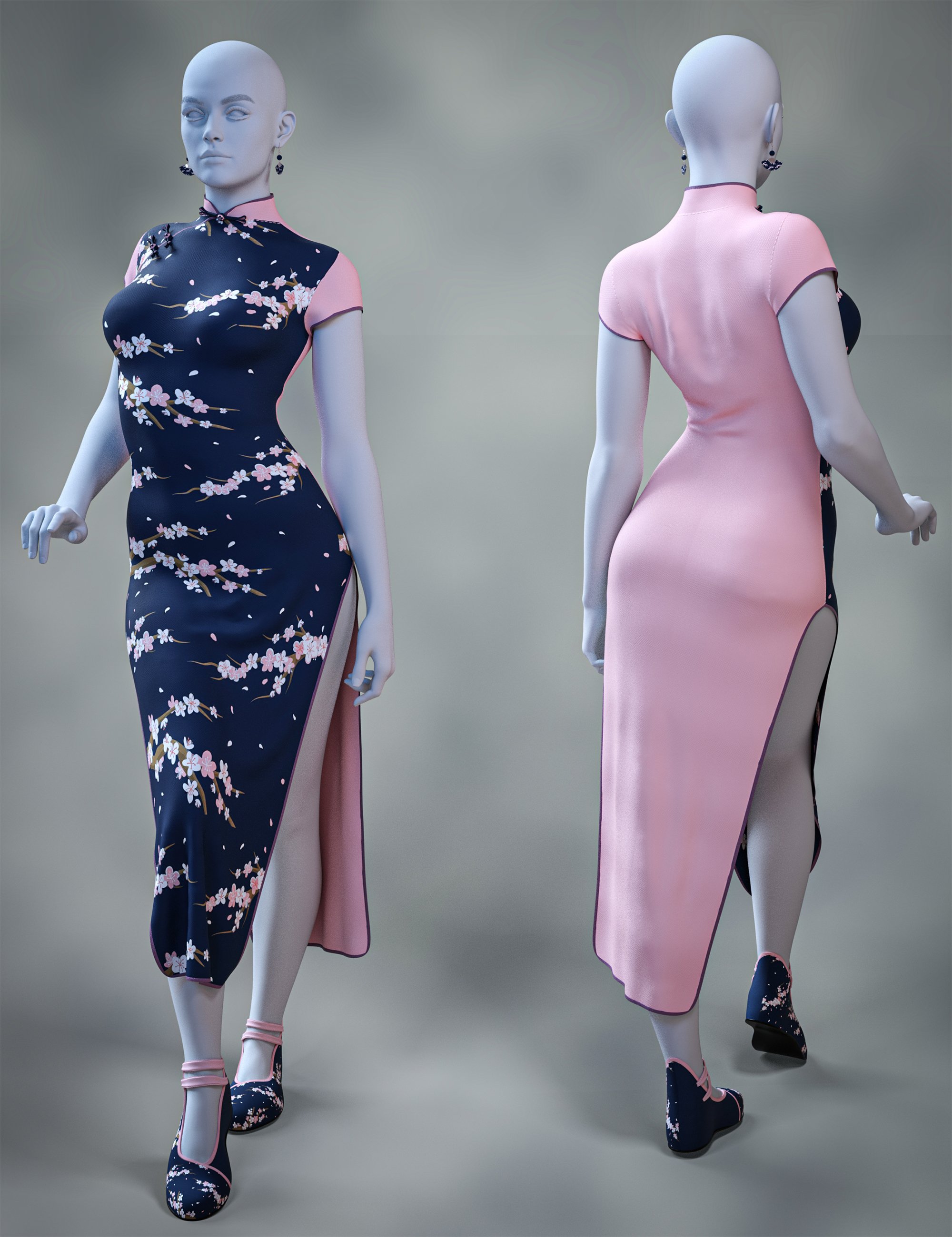 dForce Chinese Qipao Outfit Texture Add-On dForce Chinese Qipao Outfit Texture Add-On by: Aesthetic House, 3D Models by Daz 3D