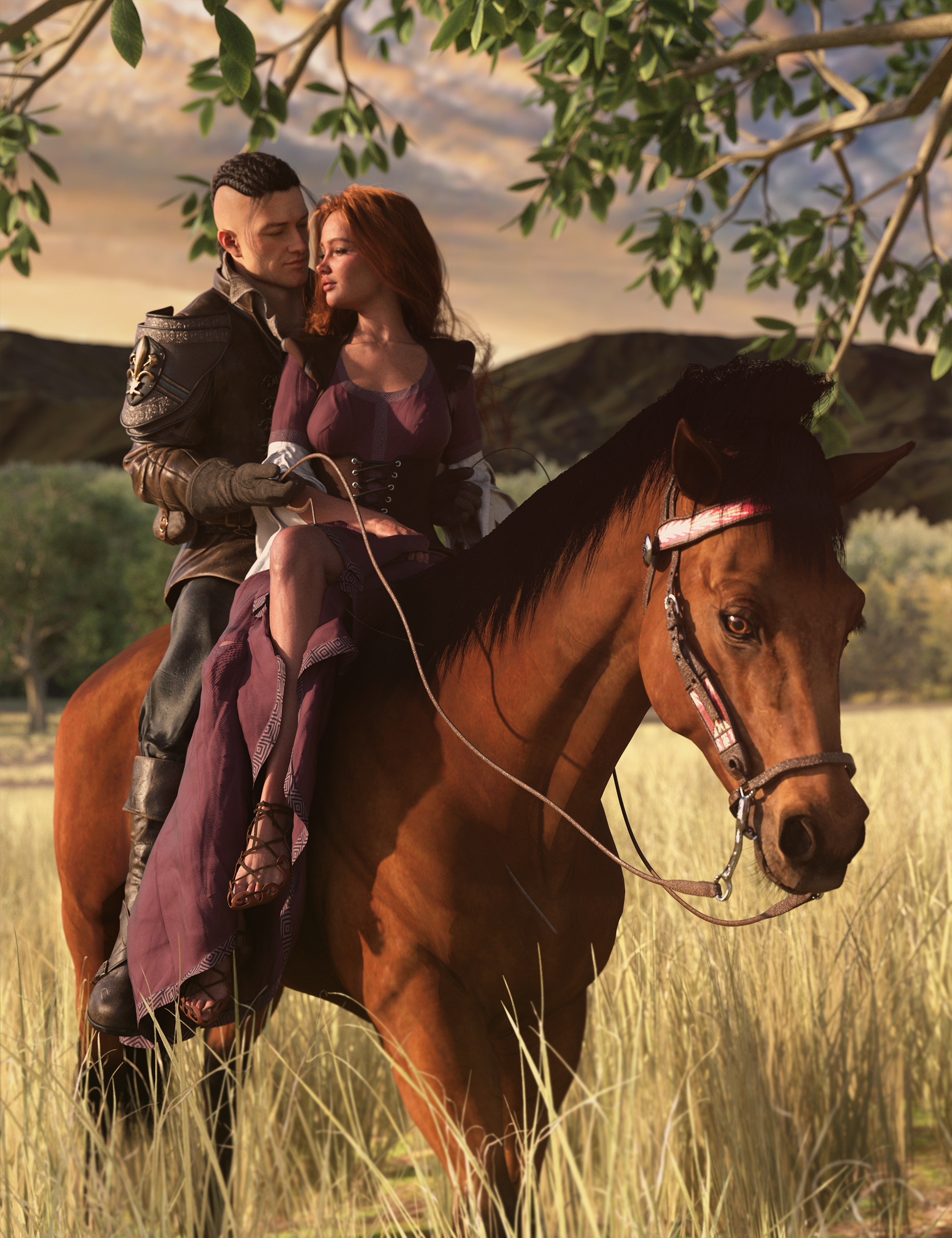 Unbreakable Bond Horse Riding Poses for Genesis 9 and Daz Horse 3 by: 3D Sugar, 3D Models by Daz 3D