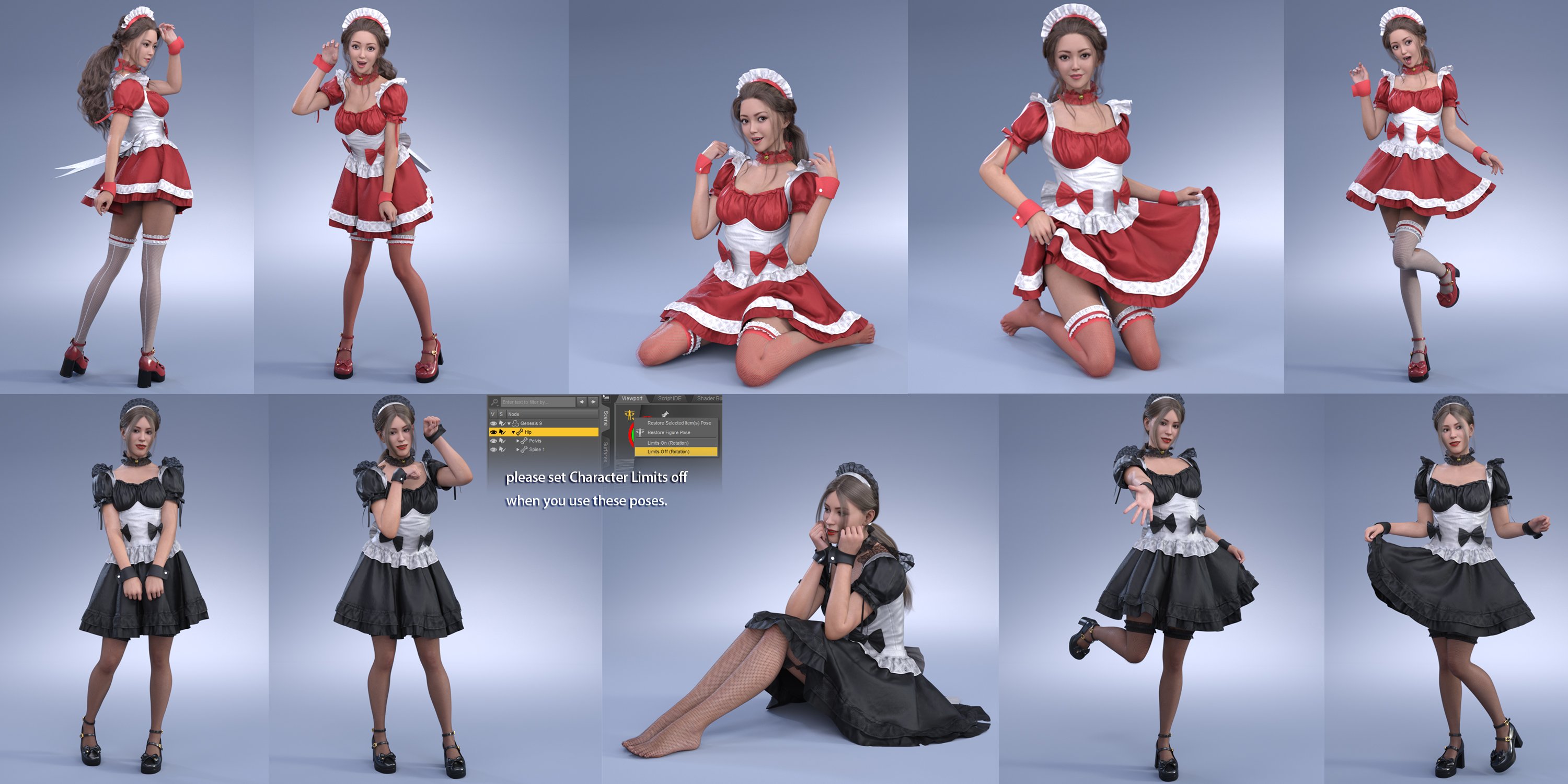 Dforce Maid Uniform Hd Clothes And Poses For Genesis 9 Daz 3d