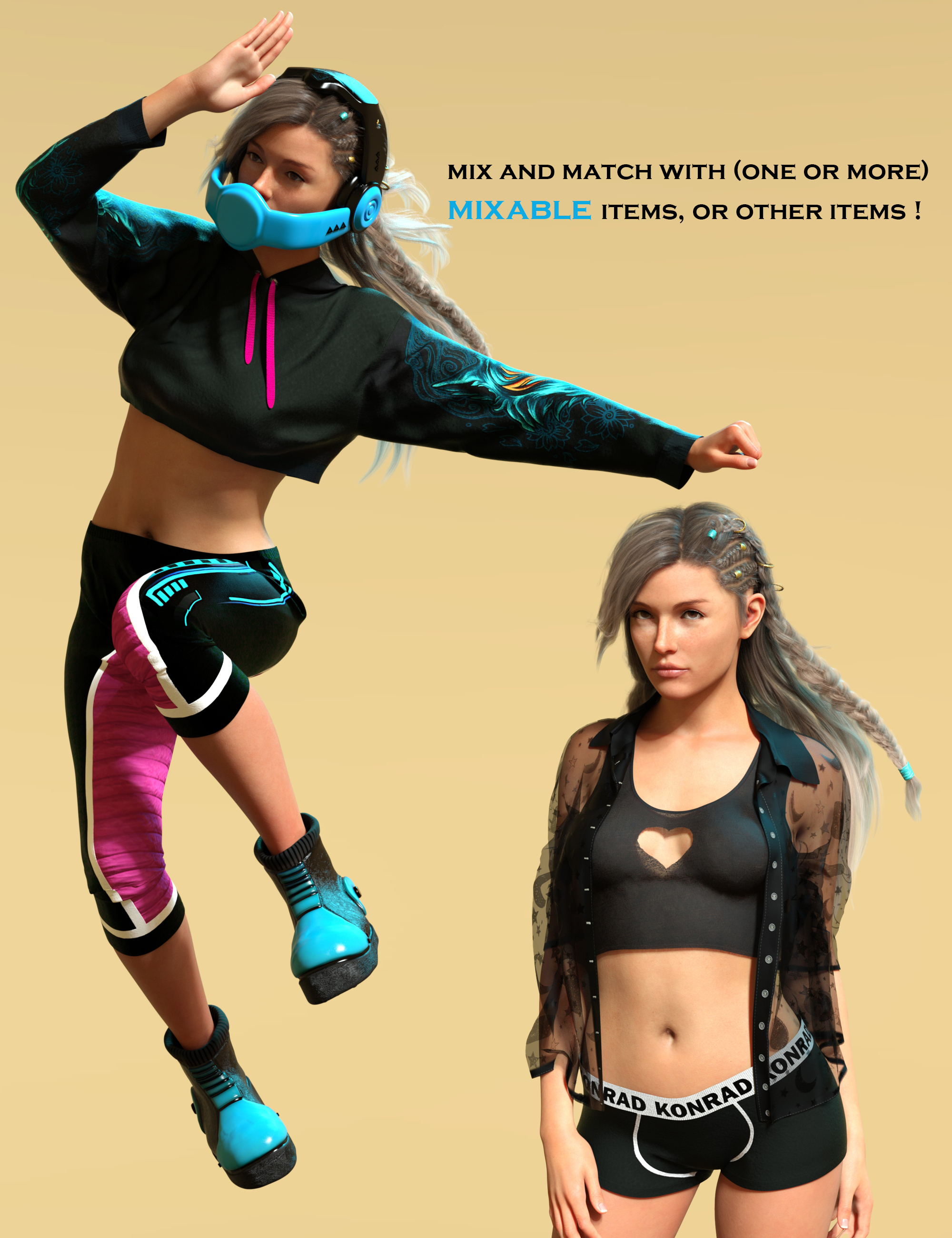 Mixable Hoodies for Genesis 9 Mixable Hoodies for Genesis 9 by: Sade, 3D Models by Daz 3D
