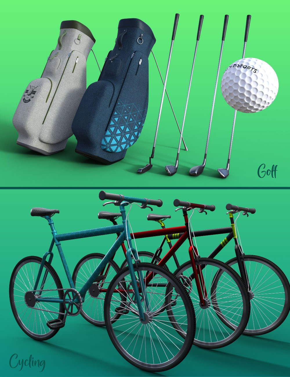 Hobby Props Sports by: SilvaAnt3d, 3D Models by Daz 3D
