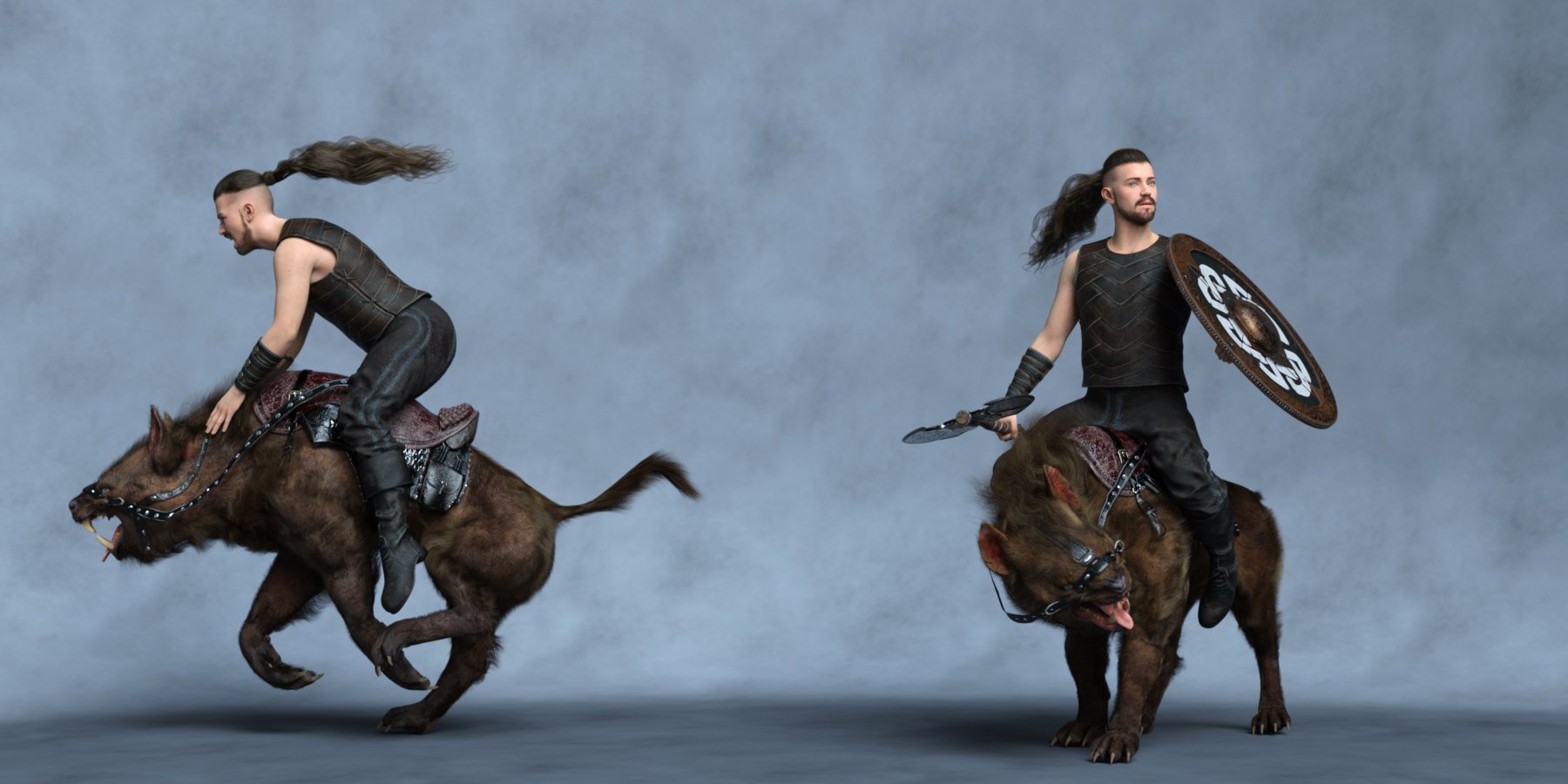 Varg Rider Poses for Genesis 9 and Varg 8 by: Ensary, 3D Models by Daz 3D